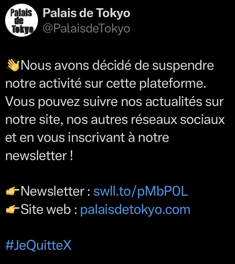 Le palais de Tokyo quitte X