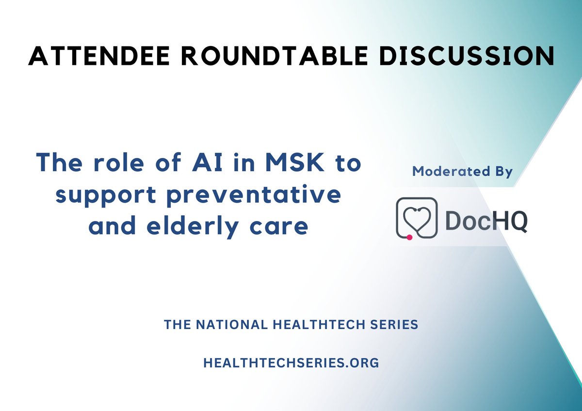 empactventures's tweet image. Join us from 2 pm on 13th March 2025 for the &apos;Attendee Roundtable Discussion&apos; at the National #HealthTech Series event in #Birmingham 

The &apos;The role of #AI in #MSK&apos; to support preventative &amp;amp; elderly care&apos; session (Chaired by @DocHQ_Health)

Learn More: bit.ly/nhtssl24wp
