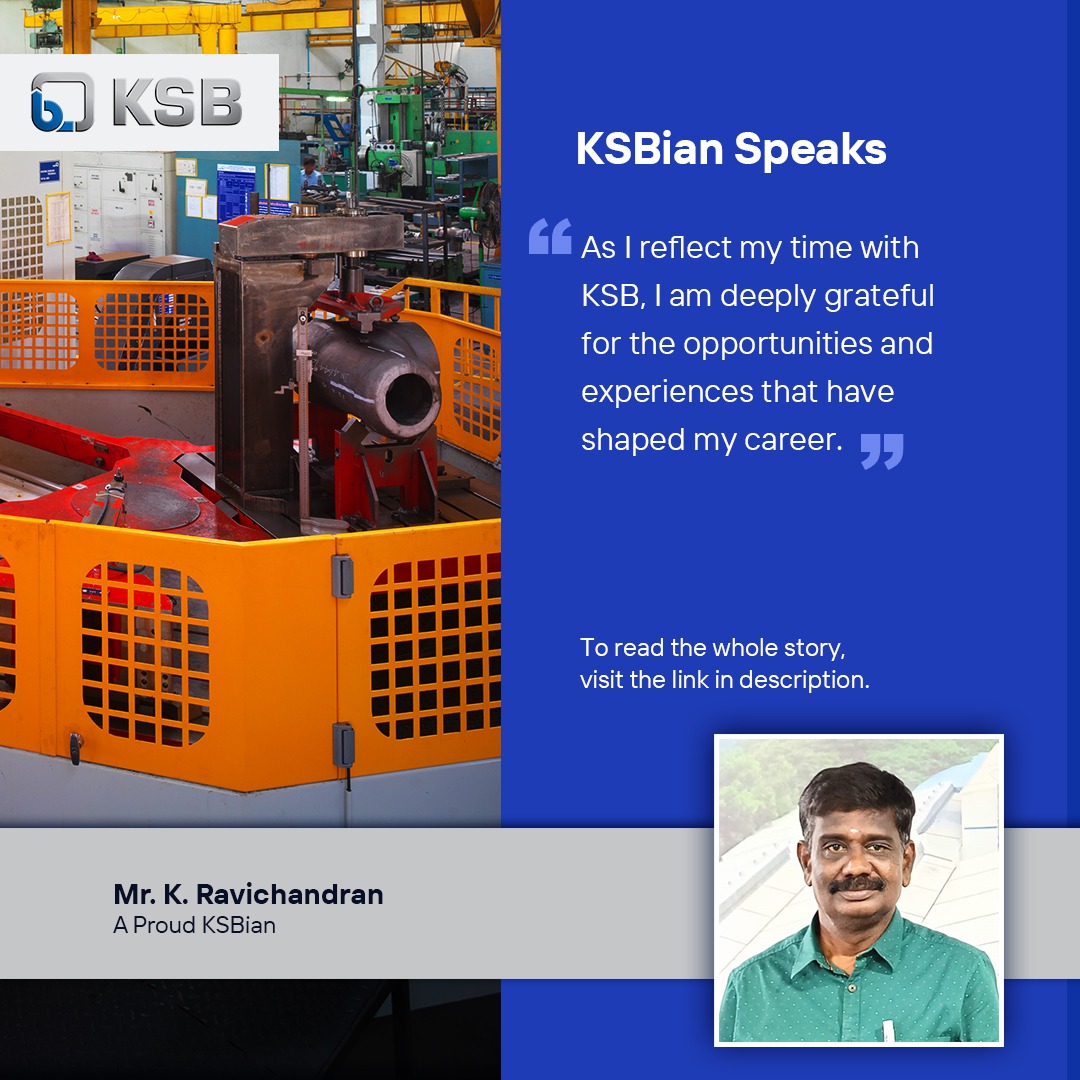 ksb_india's tweet image. Read the story of Mr. K. Ravichandran, who joined KSB Limited in 1994 and is grateful for the opportunities and experiences that shaped his career.

Click here: ksb.com/en-in/company/…

#KSBianSpeaks #LongServiceRecognition #KSBSucessStories #KSB #KSBLimited