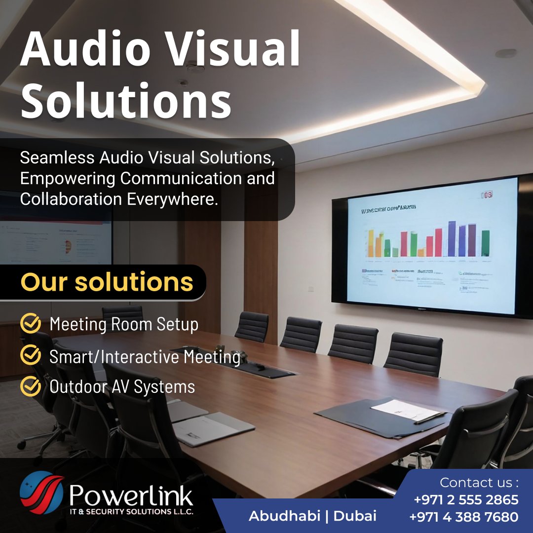 link_secur76485's tweet photo. Revolutionize the way you communicate and collaborate! 🚀🎯
Our Audio Visual Solutions are designed to make every meeting smart, interactive, and impactful.
📞 Contact us: +971 2 555 2865 | +971 4 388 7680
📍 Serving Abu Dhabi & Dubai
#PowerlinkIT #AudioVisualSolutions https://t.co/HBjJ6WlsiC