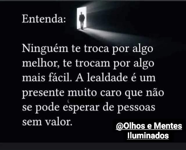 OMIuminados's tweet photo. Entenda:
Ninguém te troca por algo melhor,
Te trocam por algo mais fácil.
A lealdade é um presente muito caro que não se pode esperar de pessoas sem valor.

#TroCar #maisfacil #lealdade #presente #pessoas #valorize #VALOR https://t.co/Fm0IpLwDxH