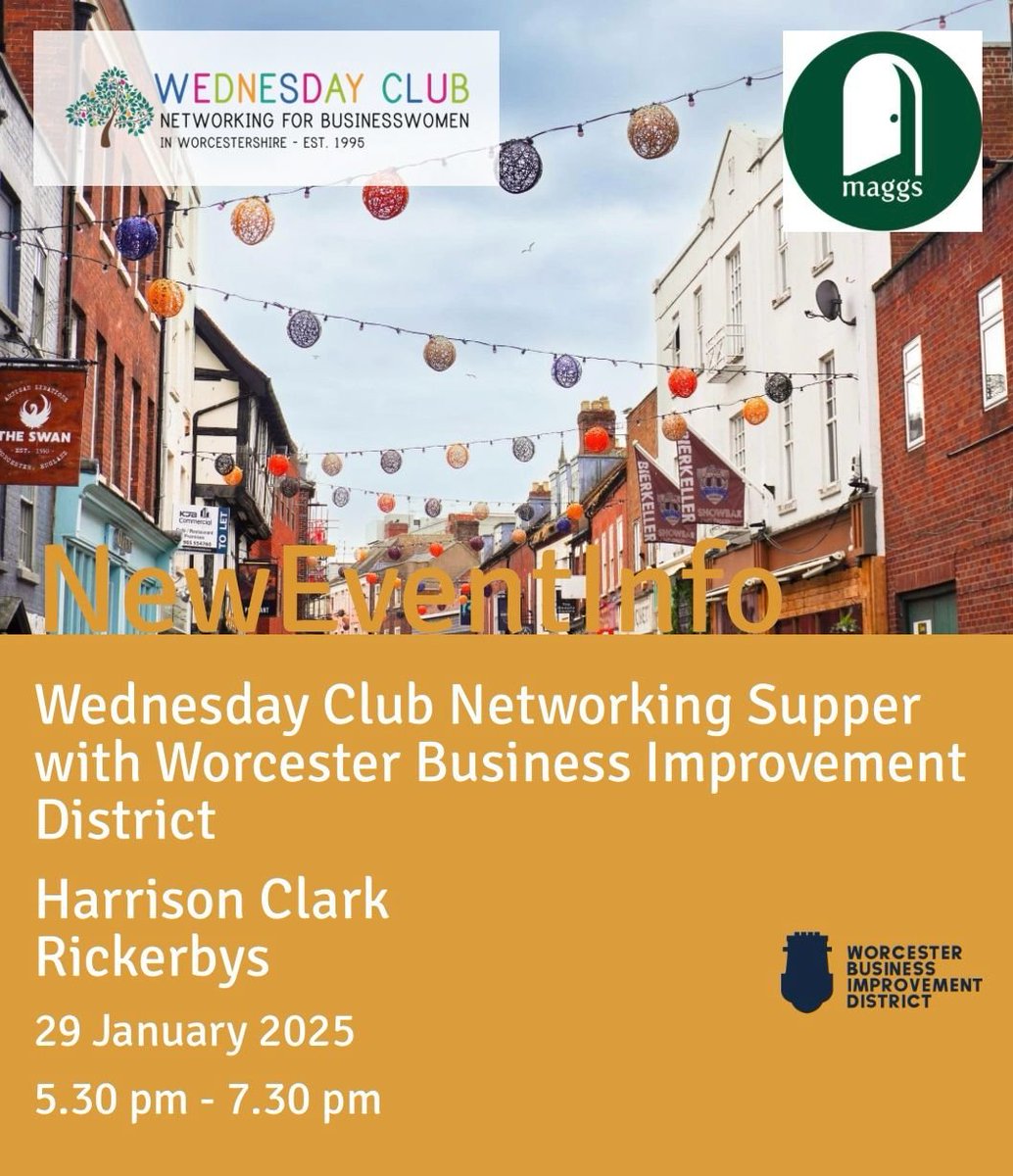 We are delighted to be co-hosting the <a href="/WednesdayClub1/">Wednesday Club</a> with <a href="/HCRlaw/">HCR Law</a>.

Join <a href="/AnjaPotze1/">Anja Potze Fine Jewellery</a> &amp; CEO, <a href="/sammccarthy88/">Sam McCarthy</a> on Wed 29 Jan to hear about work in the city where we will be joined by the <a href="/WorcsCCC/">Worcestershire CCC</a>  women’s team, of which we are proud sponsors.

Book now:
lnkd.in/eCJgChyR