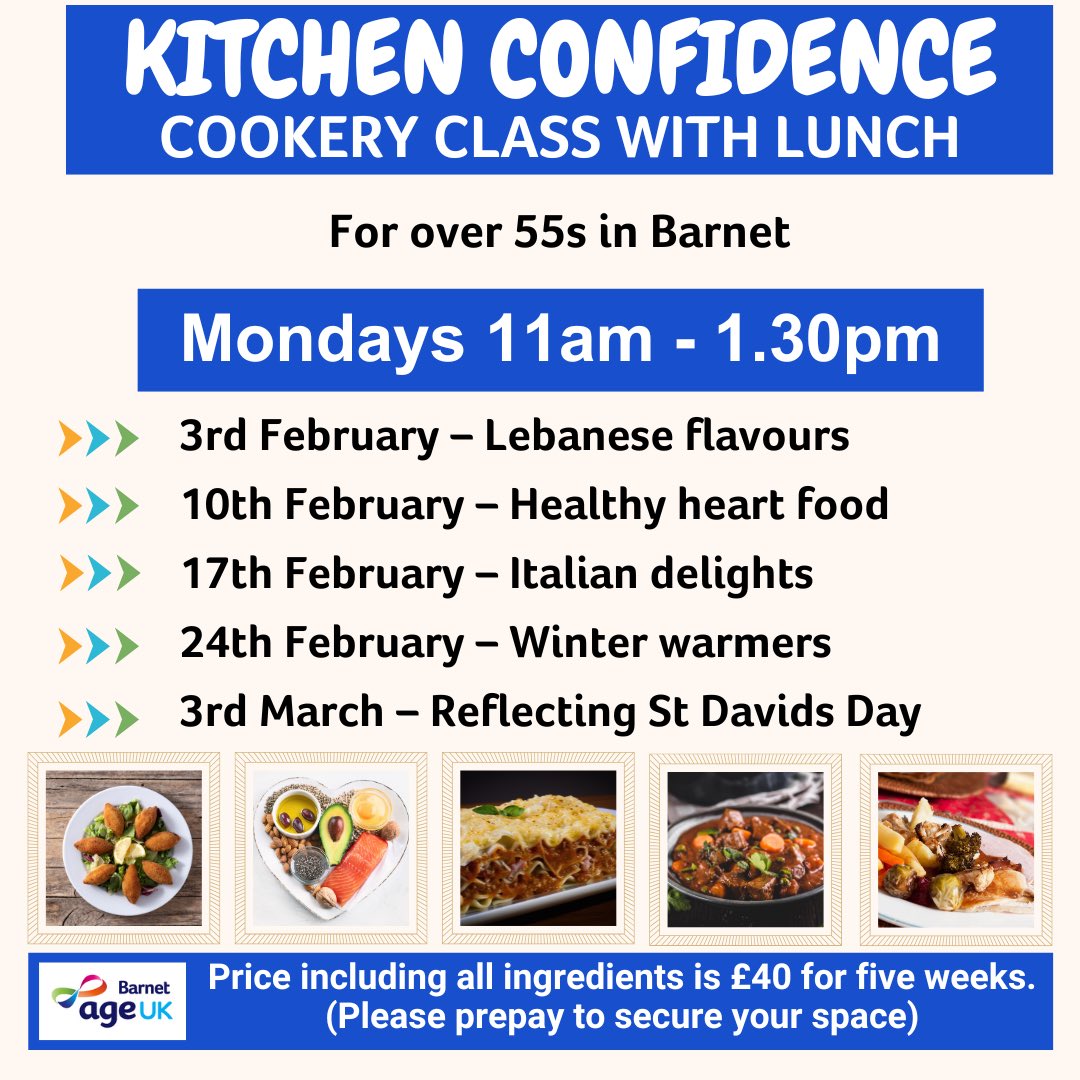 Age UK Barnet (@ageukbarnet) on Twitter photo Our new cookery class begins on Monday 3 February with everyone cooking together and eating together afterwards. Held at Age UK Barnet, Ann Owens Centre, Oak Lane, East Finchley N2 8LT. To join call Stacey on 0208 129 7621 or email stacey.kanolik@ageukbarnet.org.uk Our new cookery class begins on Monday 3 February with everyone cooking together and eating together afterwards. Held at Age UK Barnet, Ann Owens Centre, Oak Lane, East Finchley N2 8LT. To join call Stacey on 0208 129 7621 or email stacey.kanolik@ageukbarnet.org.uk