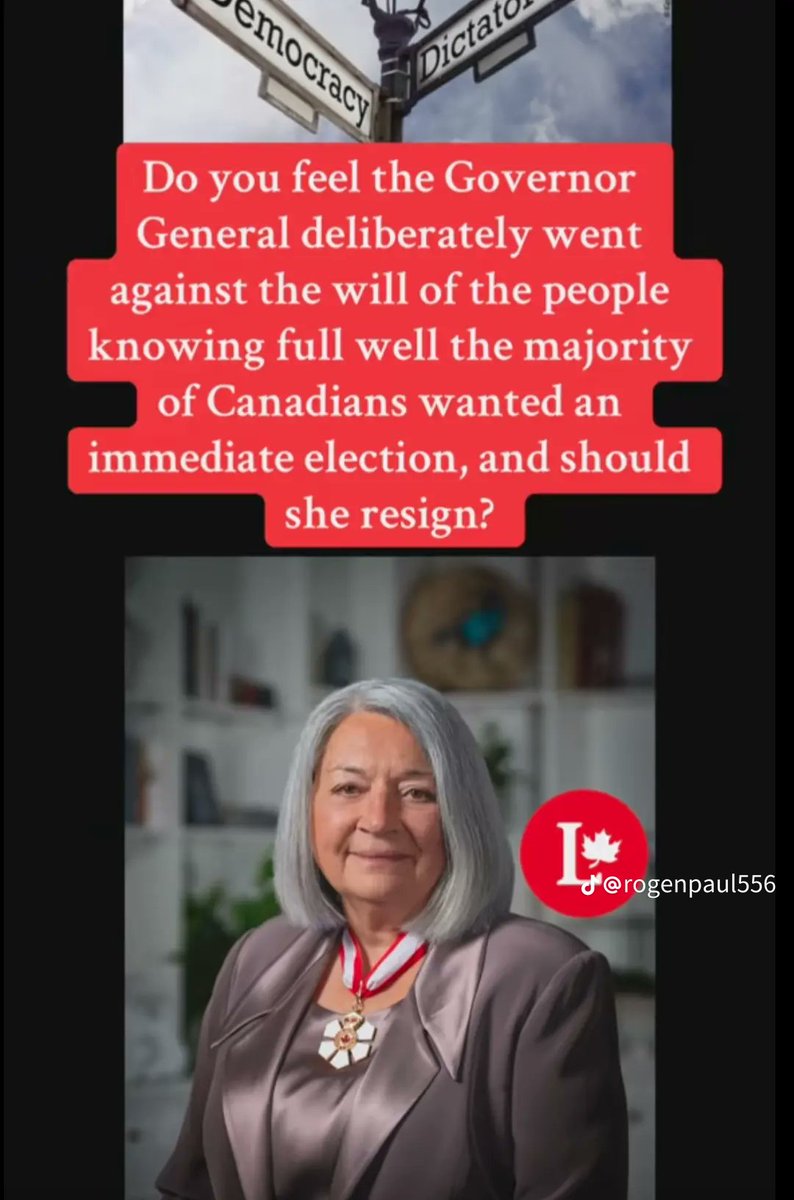 DefazioIvano's tweet photo. The Governor General...she is the one responsible for allowing Trudeau to prorogue parliament...Canadians want an election and she allowed Trudeau to shut parliament at the most crucial time in our history....do you think she should resign? https://t.co/t6LZ7ZoHBC