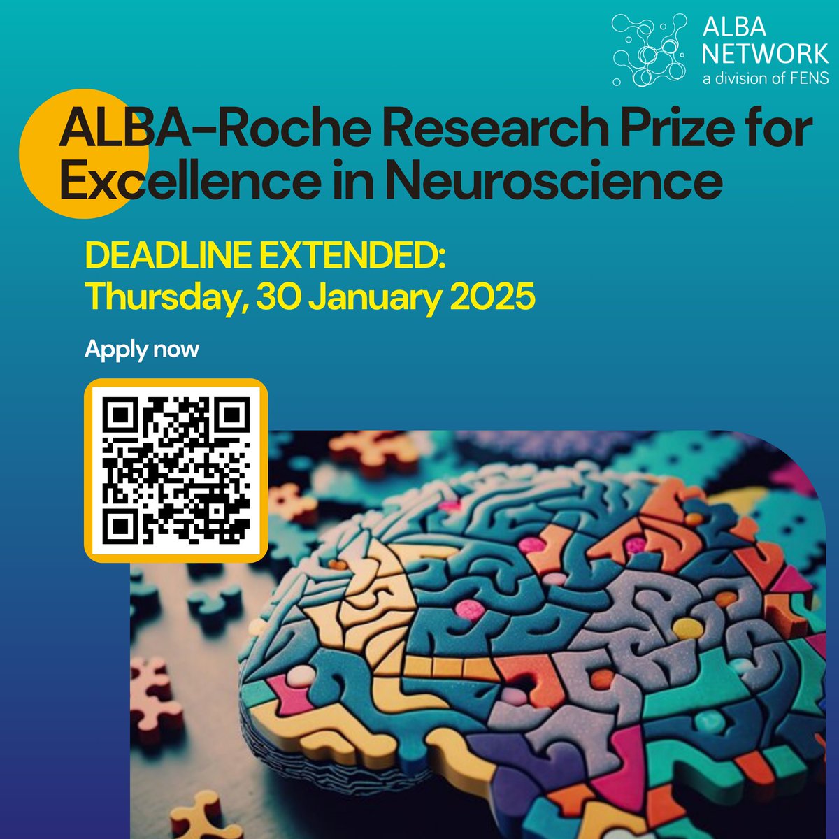 🤩🧠 The ALBA-Roche Research Prize for Excellence in Neuroscience deadline has been extended by 10 days! Are you a mid-career neuroscientist (5+ years post-PhD) from an underrepresented group working on the causal mechanisms of brain diseases? Check if you qualify and apply by