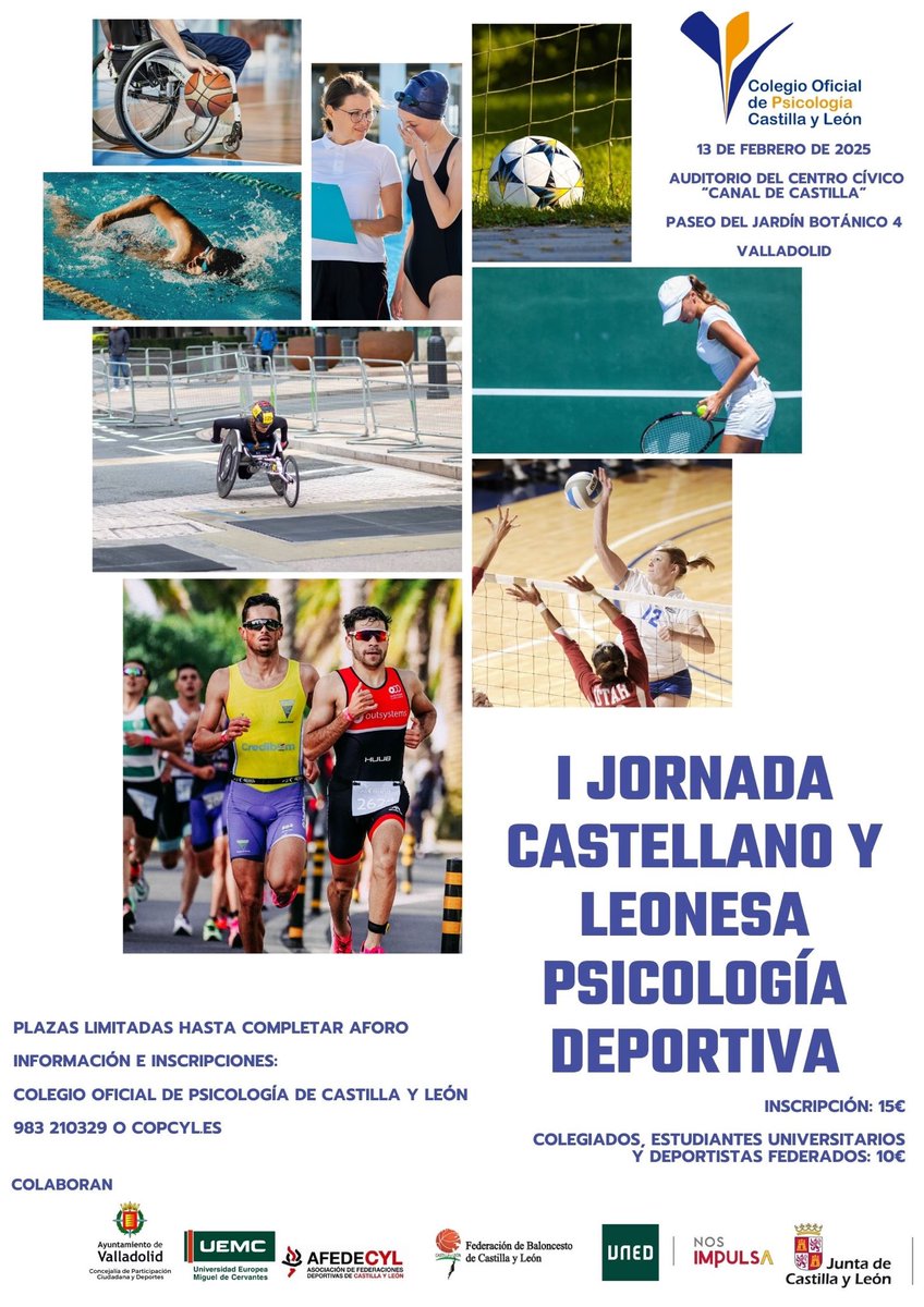 📄 FORMACIÓN 📄

I Jornada Castellano y Leonesa Psicología Deportiva

Desde el <a href="/copcyl/">COPCYL</a> y con la colaboración de la <a href="/FBCyL/">FBCyL</a> lanzan esta interesante jornada en la que estarán presentes nuestros socios Gustavo Aranzana y Javi Bello.

➡️ copcyl.es/formacion.php?…

#FormaciónACLEB