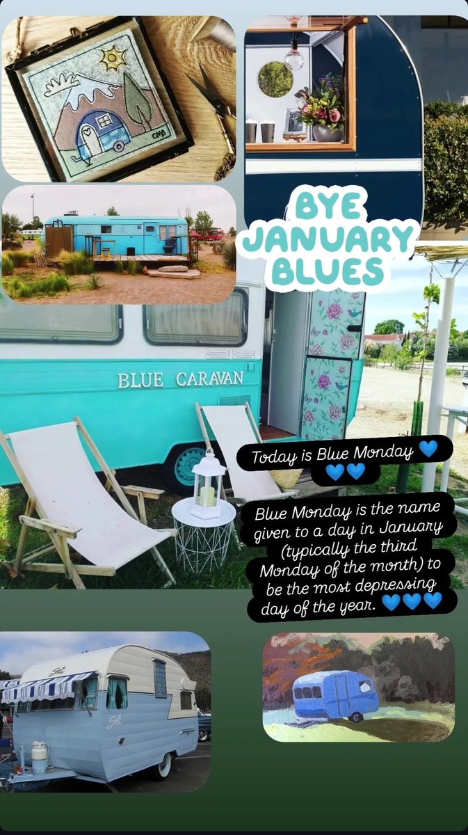 TheEnglishCarav's tweet photo. Today is Blue Monday 💙💙💙
Blue Monday is the name given to a day in January (typically the third Monday of the month) to be the most depressing day of the year. 💙💙💙
#bluemonday #blues #january #blue #vintagecaravan #bluecaravan https://t.co/4zjFP0yxJz