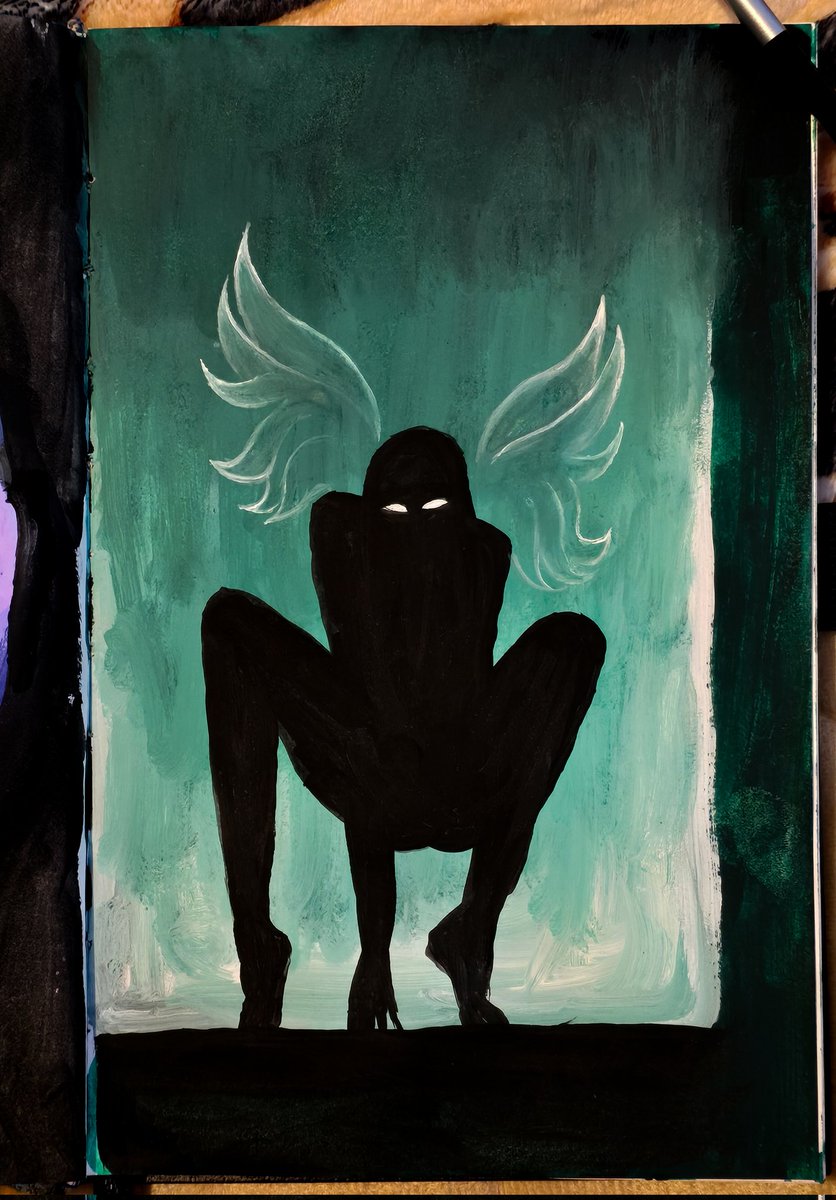 Don't trust #Fairies 

A5 #acrylic #painting in my #sketchbook 

#legends #darkart #shadowpeople