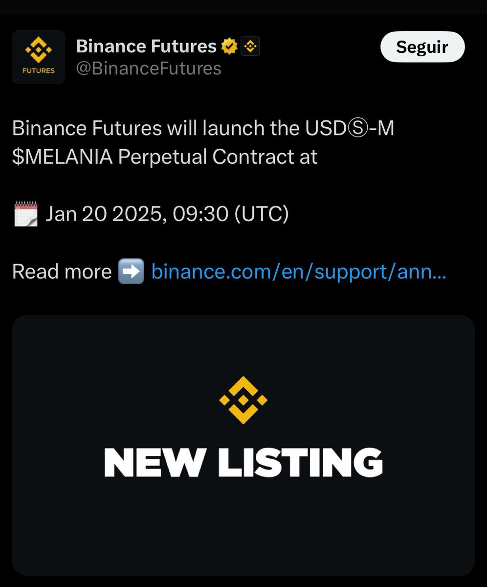ELYANYSHOW's tweet photo. BINANCE ANUNCIA SU NUEVO LISTADO #melaniamene #trumpmeme Ya compraste ? #sutil https://t.co/SeKbdRyNyX