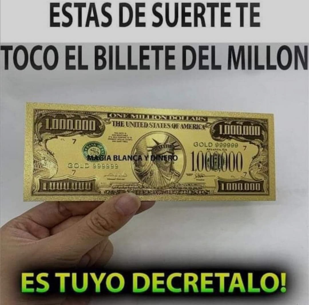 🌟✨Vibro en Abundancia🌟✨

✨💰Billete del millón💰✨

🙏💰Decreta: Hecho está💰🙏