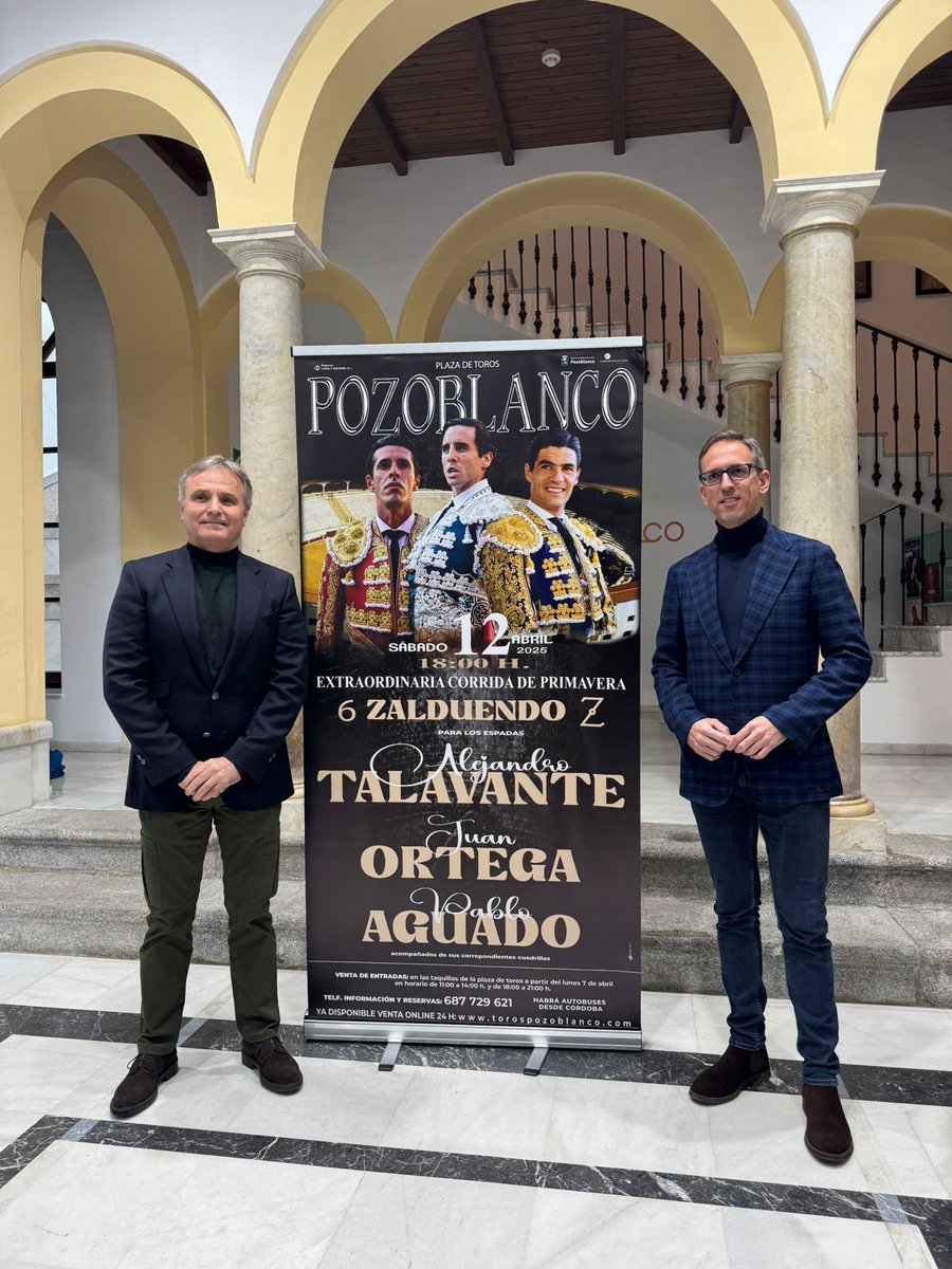 COPEPozoblanco's tweet photo. Cartel de la Corrida de Toros que tendremos el 12 de abril, Sábado de Pasión, en el Coso de Los Llanos.
Alejandro Talavante - Juan Ortega - Pablo Aguado.
Con toros de Zalduendo.
@CaidoySoledad https://t.co/CehVuwAXEW