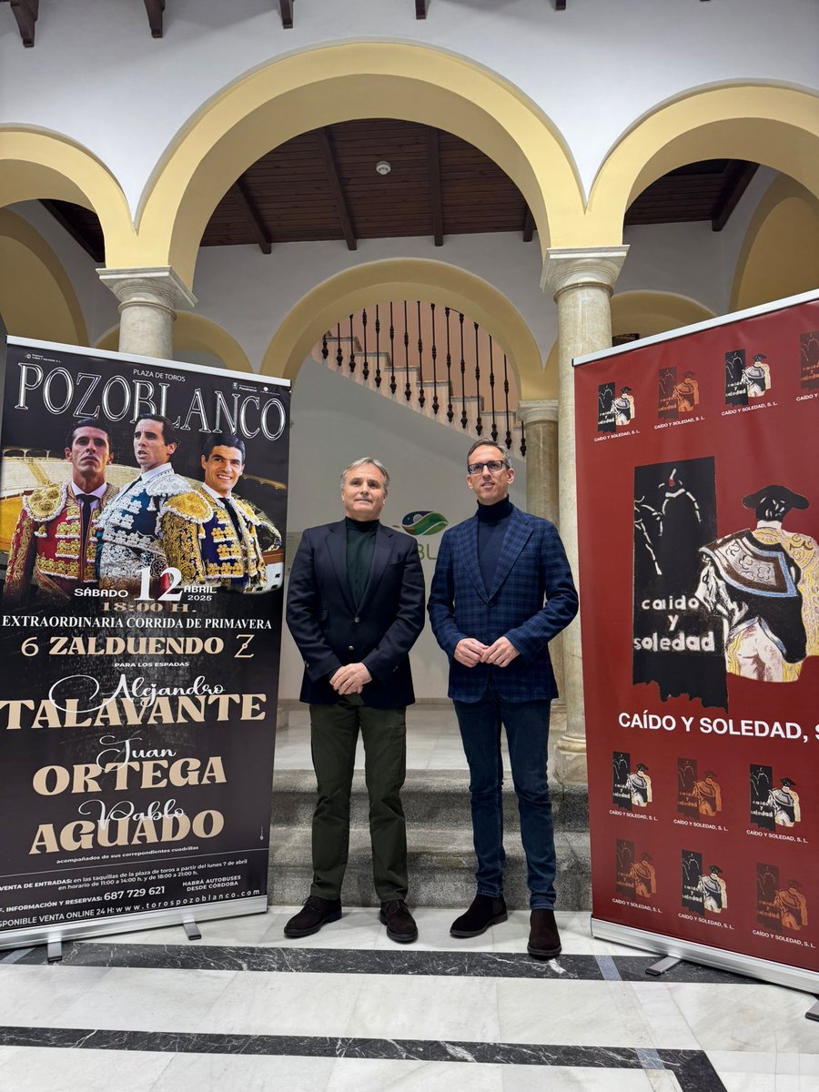 Cartel de la Corrida de Toros que tendremos el 12 de abril, Sábado de Pasión, en el Coso de Los Llanos.
Alejandro Talavante - Juan Ortega - Pablo Aguado.
Con toros de Zalduendo.
<a href="/CaidoySoledad/">Caído y Soledad S.L.</a>