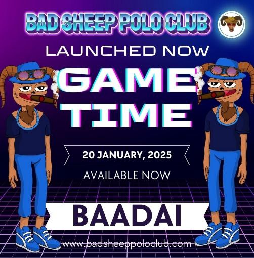 badsheepclub's tweet photo. π· IT'S GAME TIME! π· π· BAADAI is officially LIVE! π· Get ready to dive into the action and claim your spot. π· Play now and be part of the legend! π· 20 January, 2025 π· Available Now at https://t.co/jVGaO3ubZh Tag your flock and let's rule the polo universe! π·π· #BaaDai #BadsheepAI #GameTime