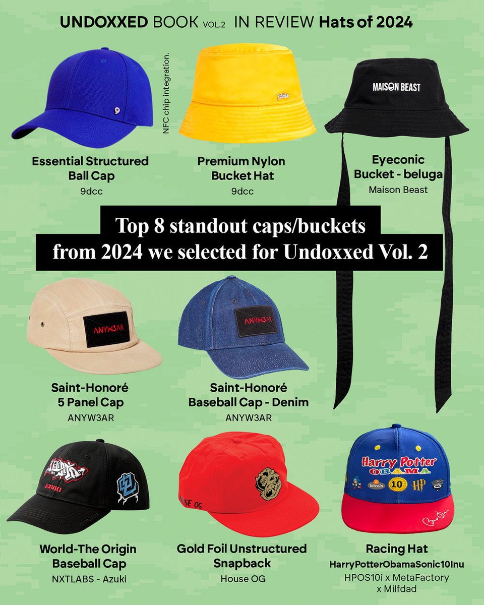 Undoxxed "The Finest in Digital Lifestyle Culture" (@undoxxedbook) on Twitter photo -Cataloguing Phygital Culture-
From head to toe, <a href="/UNDOXXEDBOOK/">Undoxxed "The Finest in Digital Lifestyle Culture"</a> breaks down the standout hats of 2024. π§’π
Swipe through and donβt let it go to your head. π
MINT THE NFT, GET THE PHYSICAL BOOK - WhiteList here : tally.so/r/w58O9N
<a href="/DrewHarding/">Drew Harding π±</a> <a href="/META_DREAMER/">π³ ππππ_πππππππ π§©</a> -Cataloguing Phygital Culture-
From head to toe, <a href="/UNDOXXEDBOOK/">Undoxxed "The Finest in Digital Lifestyle Culture"</a> breaks down the standout hats of 2024. π§’π
Swipe through and donβt let it go to your head. π
MINT THE NFT, GET THE PHYSICAL BOOK - WhiteList here : tally.so/r/w58O9N
<a href="/DrewHarding/">Drew Harding π±</a> <a href="/META_DREAMER/">π³ ππππ_πππππππ π§©</a>