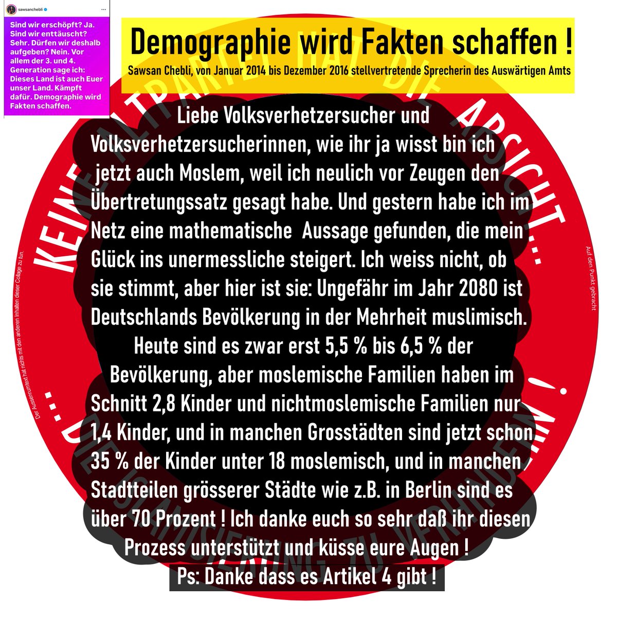 XselbstDenker's tweet photo. #demographie #wird #fakten #schaffen #sawsan #chebli https://t.co/QwbCb9cjCh