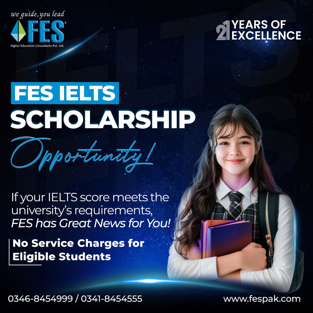 Ahmerfid's tweet photo. Already taken IELTS? If your score meets university requirements, you can get the FES IELTS Scholarship with no service charges. Apply now!

📞 +92 346 8454999 | +92 341 8454555
🌐 https://t.co/oZ5AJp82zQ
#FES2025 #IELTS #Scholarship #StudyAbroad #NoServiceCharges #ApplyNow https://t.co/3C3tsLTrUL