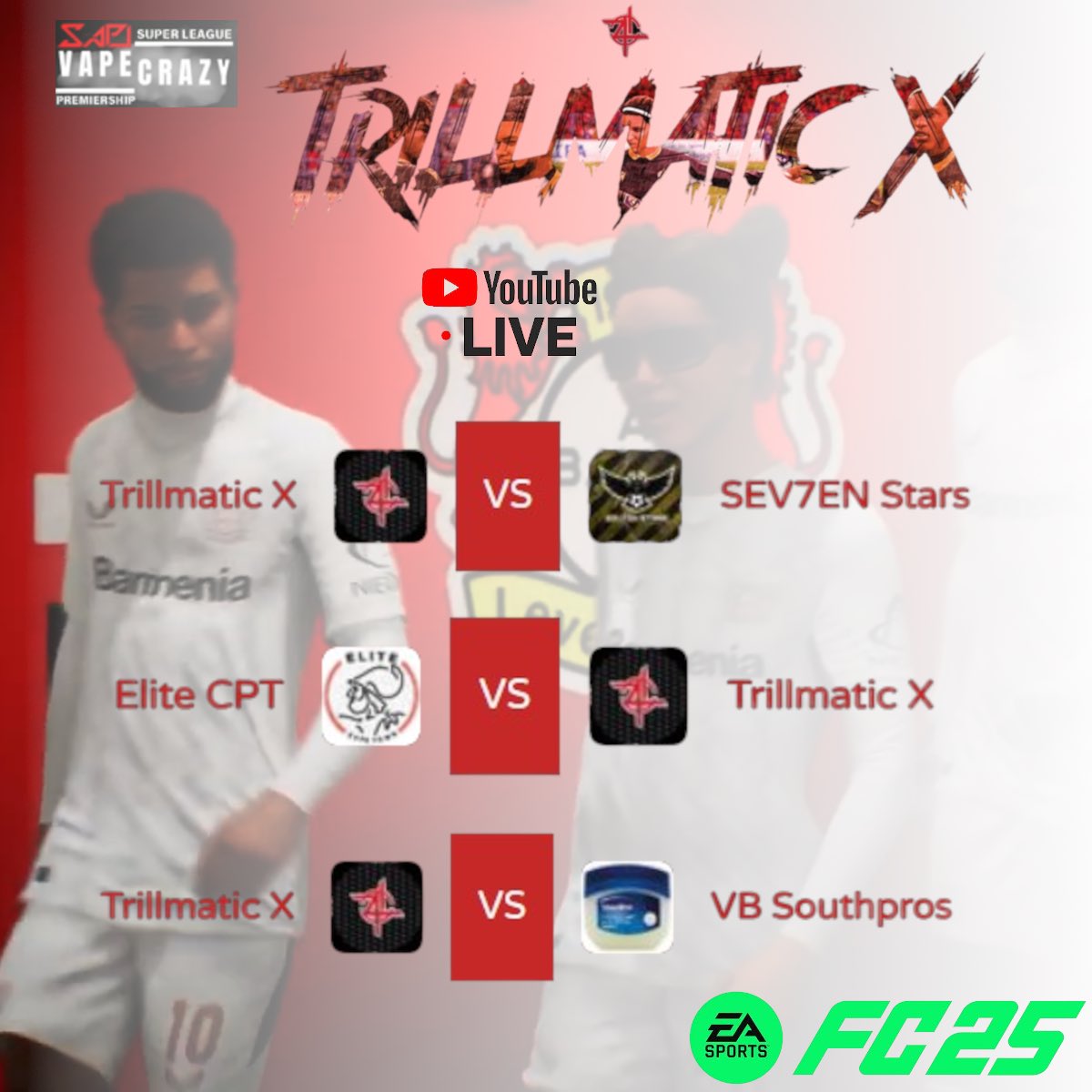 TrillmaticX's tweet photo. ⭐️ MATCHDAY 2 ⭐️

interesting matchups, 9 points on offer; let’s see if the boys got what it takes 🤨

catch us live at - https://t.co/4GvfA10h4y

#T4L https://t.co/6SDaz6mNy8