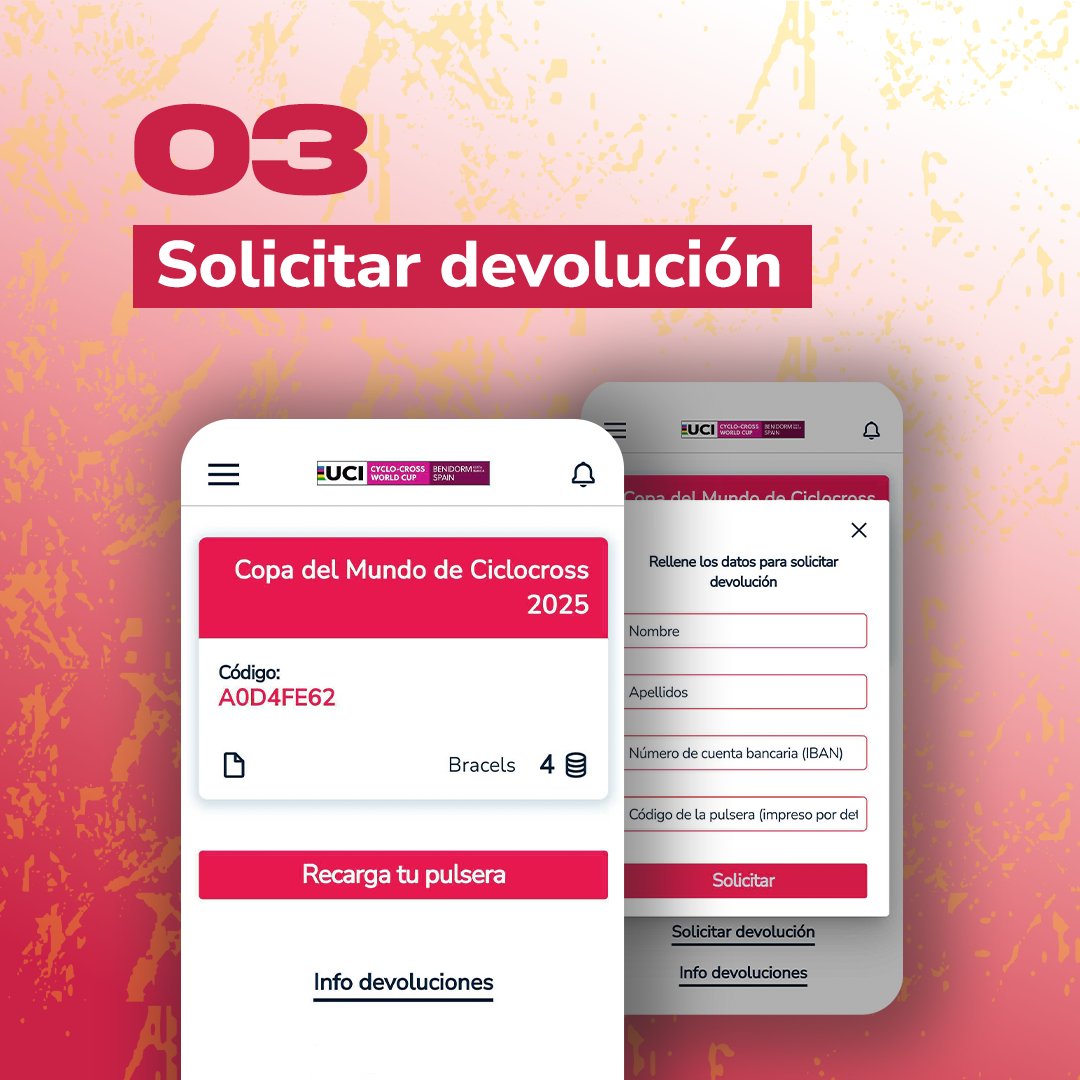 📌 ¿Te sobró dinero en tu pulsera? ¡Solicita la devolución!! Sigue estos pasos: 

1⃣ Lee el QR de tu pulsera
2⃣ Inicia sesión
3⃣ Solicita la devolución

<a href="/BracelitEs/">Bracelit</a> #BenidormCX