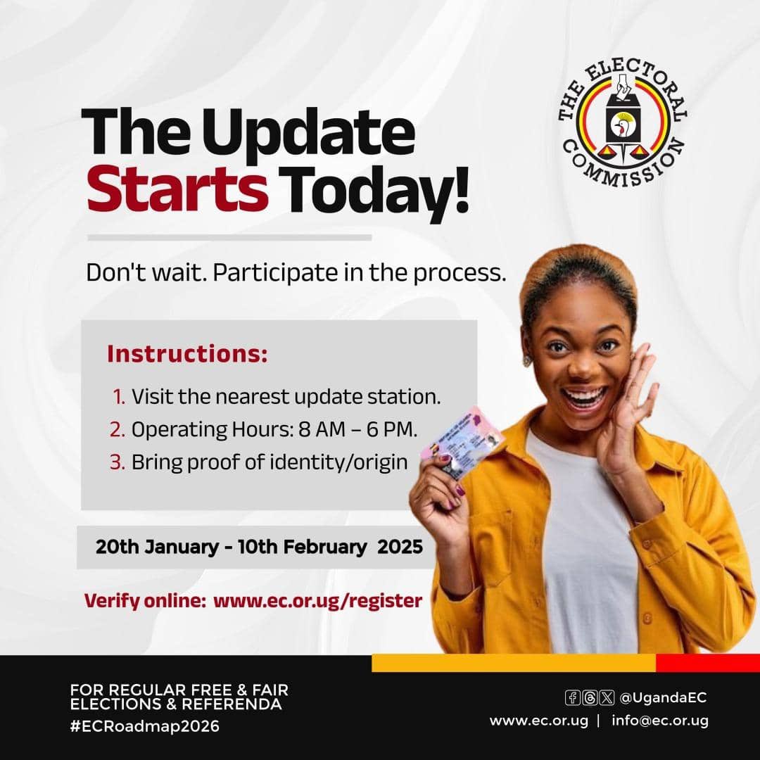 The road towards the PROTEST VOTE begins today. Go VERIFY your details, REGISTER to vote (if you're not registered) or TRANSFER to a new polling station! Go to the nearest point! 
#ProtestVoteUg2026