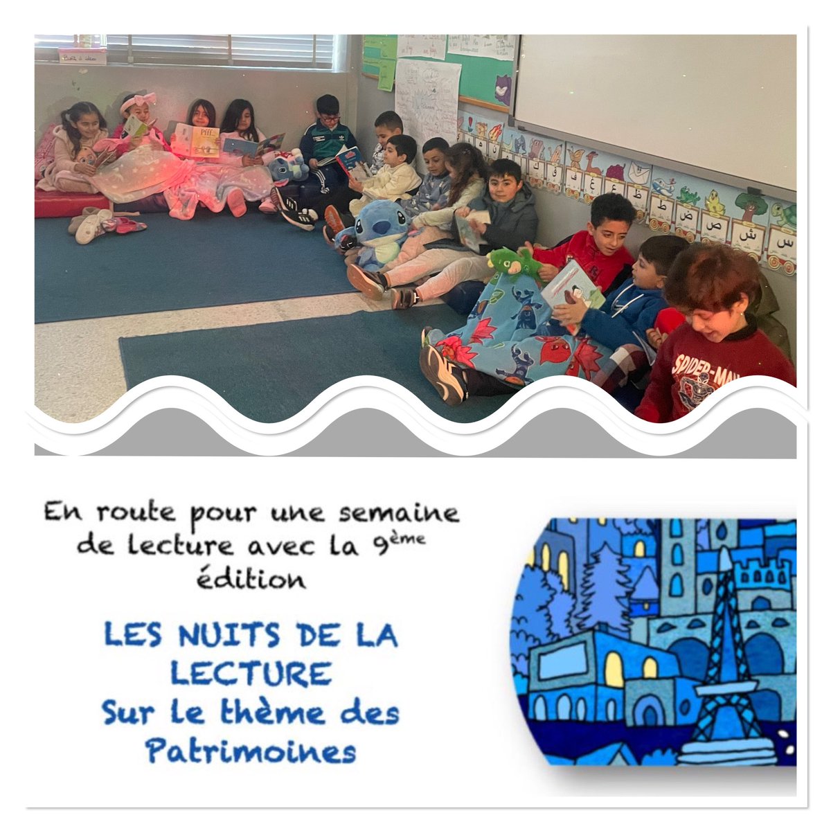 mounaassi2016's tweet photo. Dans son lit ou dans la classe,
En pyjama, tout se  passe.
Pour le plaisir ou pour rire,
Lire un livre,quel plaisir!#Silence on lit! #journée pyjama @Hhhsinfo @LinaMajzoub1 @TawilNoor @sashgh https://t.co/Qzq16SgBh6