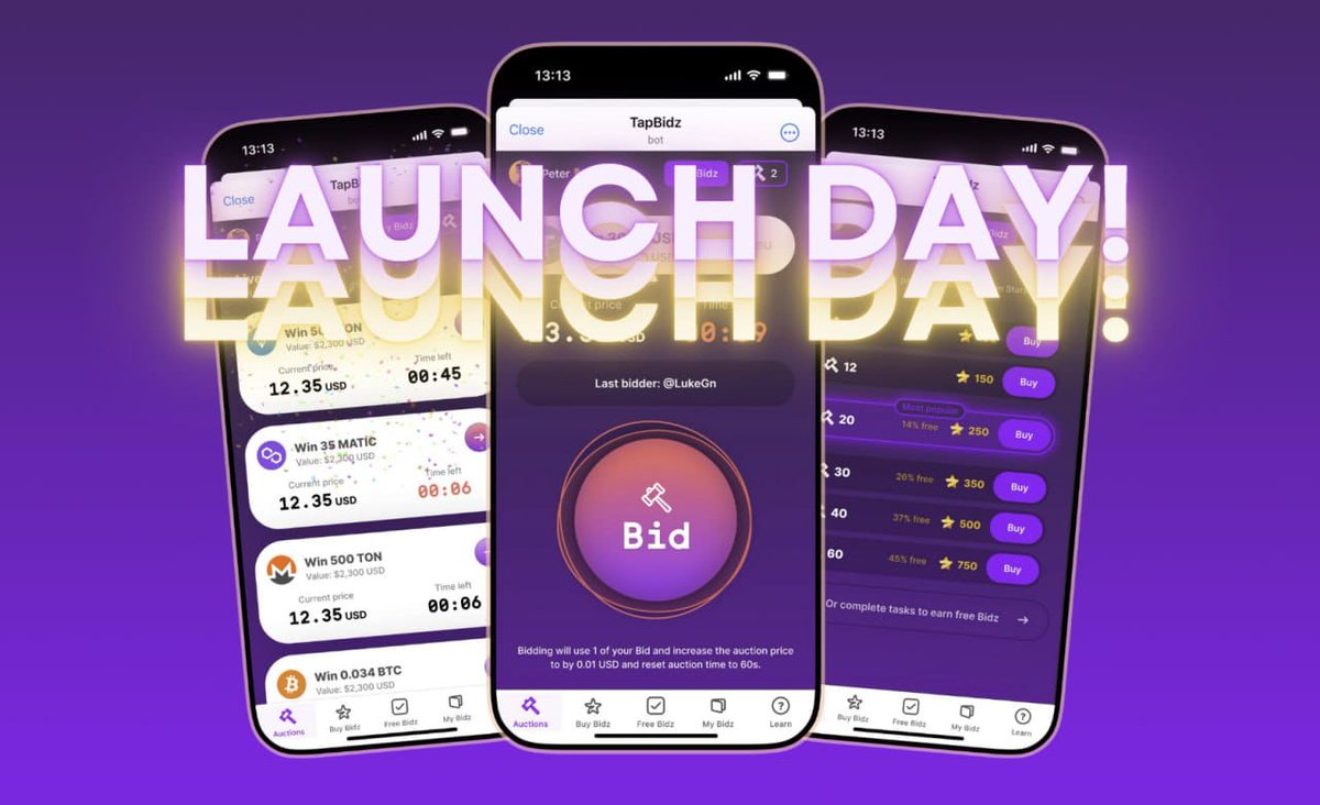 CRYPTODETECTOR_'s tweet photo. The wait is over! TapBidz launches today—turn your Telegram Stars into real rewards. Sign up now and get 10 free bids for a limited time! Start bidding today! https://t.co/uxiE0bV8C6 🚀 

Follow Tapbidz on X: 
https://t.co/CChoDppI5q

Join the TapBidz Telegram Community:
https://t.co/XL7Vz4bq5j