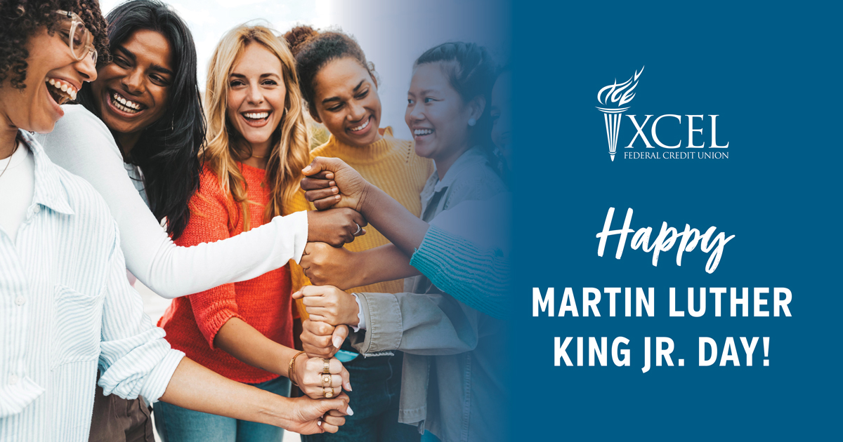 XCELFCU's tweet photo. Today we honor civil rights activist and minister Martin Luther King Jr. In remembrance of his legacy, XCEL is closed today. All locations will reopen tomorrow, January 21. https://t.co/JBWy8fah5o