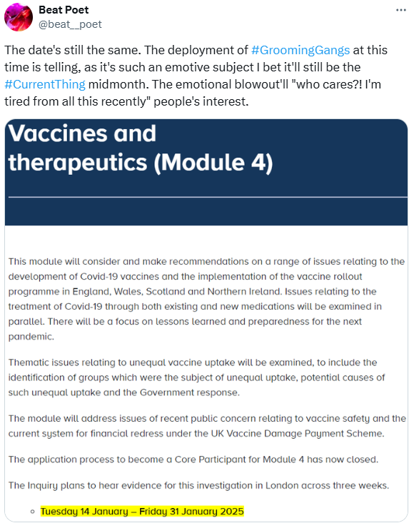 beat__poet's tweet image. Wow, I&apos;d never thought of that angle. My best guess for &quot;why now?&quot;, at least in the short term, was ⬇️ *They* tend to orchestrate these emotional blowouts in advance of a controlled release of dirty laundry, eg. #BulleyBulleyBulley before #TheLockdownFiles.x.com/beat__poet/sta…