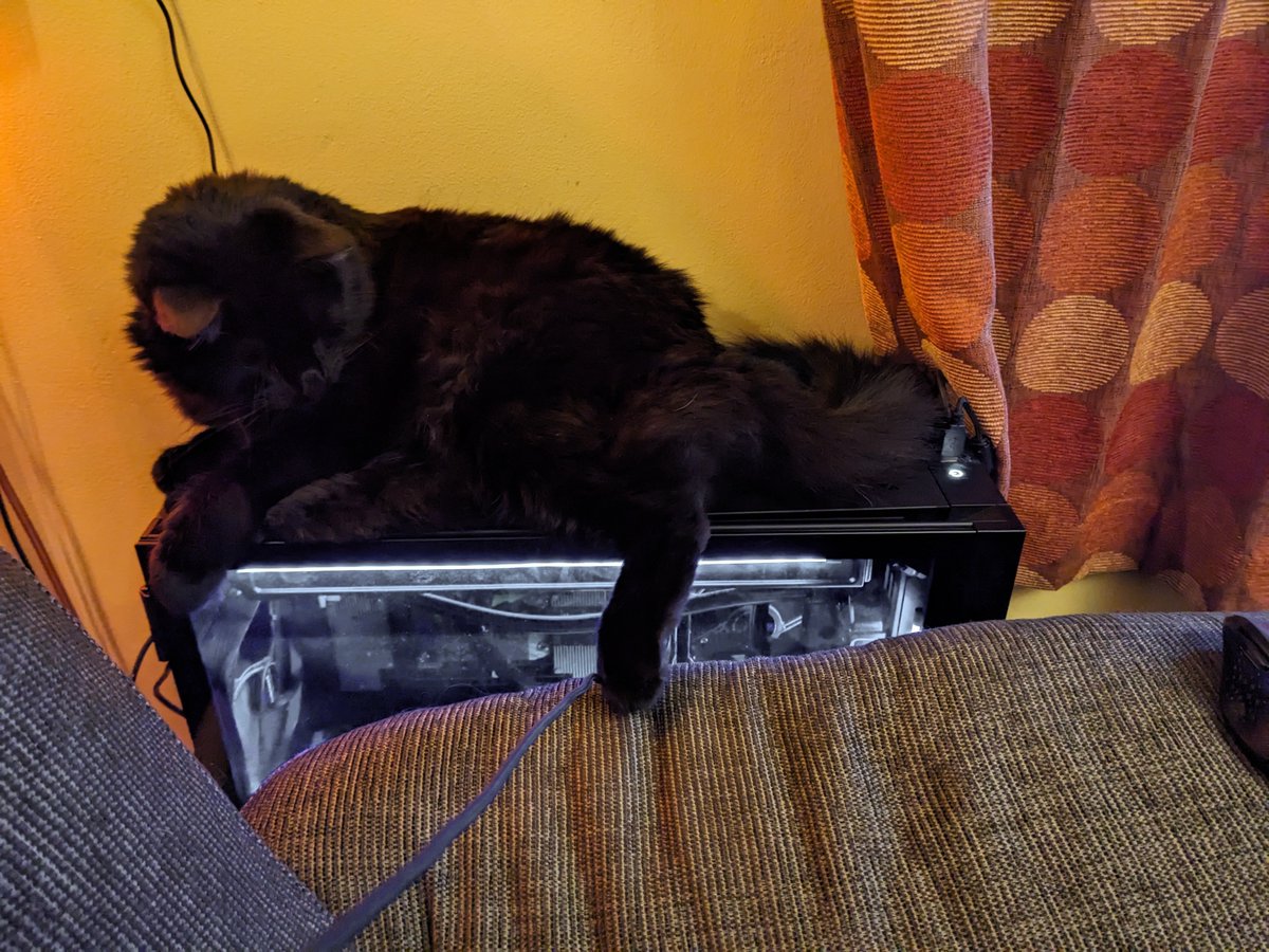 Endolf's tweet image. I think @GamersNexus should add an extra airflow test to their case reviews, what happens to temps when cat happens....