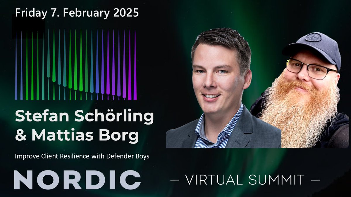 How sure are you of your Defender for Endpoint configuration and strategy? Join <a href="/stefanschorling/">Stefan Schörling</a>  and <a href="/MattiasBorg82/">Mattias Borg</a> for deep insight into how to configure and make Defender work for you at the <a href="/Nordic_Summit/">NordicVirtualSummit</a>. Register today - nordicvirtualsummit.com/register/ #Defender #Security #Learn