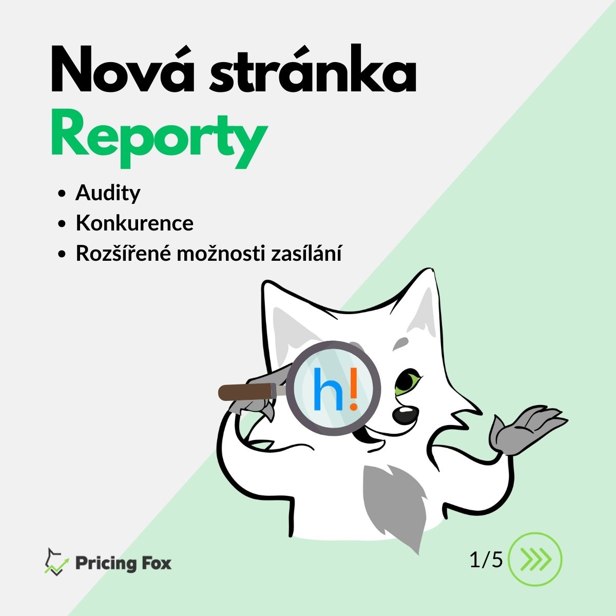 PricingFox's tweet photo. Nový rok, nová vylepšení v Pricing Foxu!💫

Spustili jsme novou stránku Reporty: Audity (Heureka), Konkurence (TOP 100) a pokročilé sdílení!

Nastavte si zasílání dat a zjistěte, jak si vedete vůči konkurenci 😎

Více informací naleznete na našem blogu- https://t.co/L2jlentZC5 https://t.co/OeHO5BfLK8