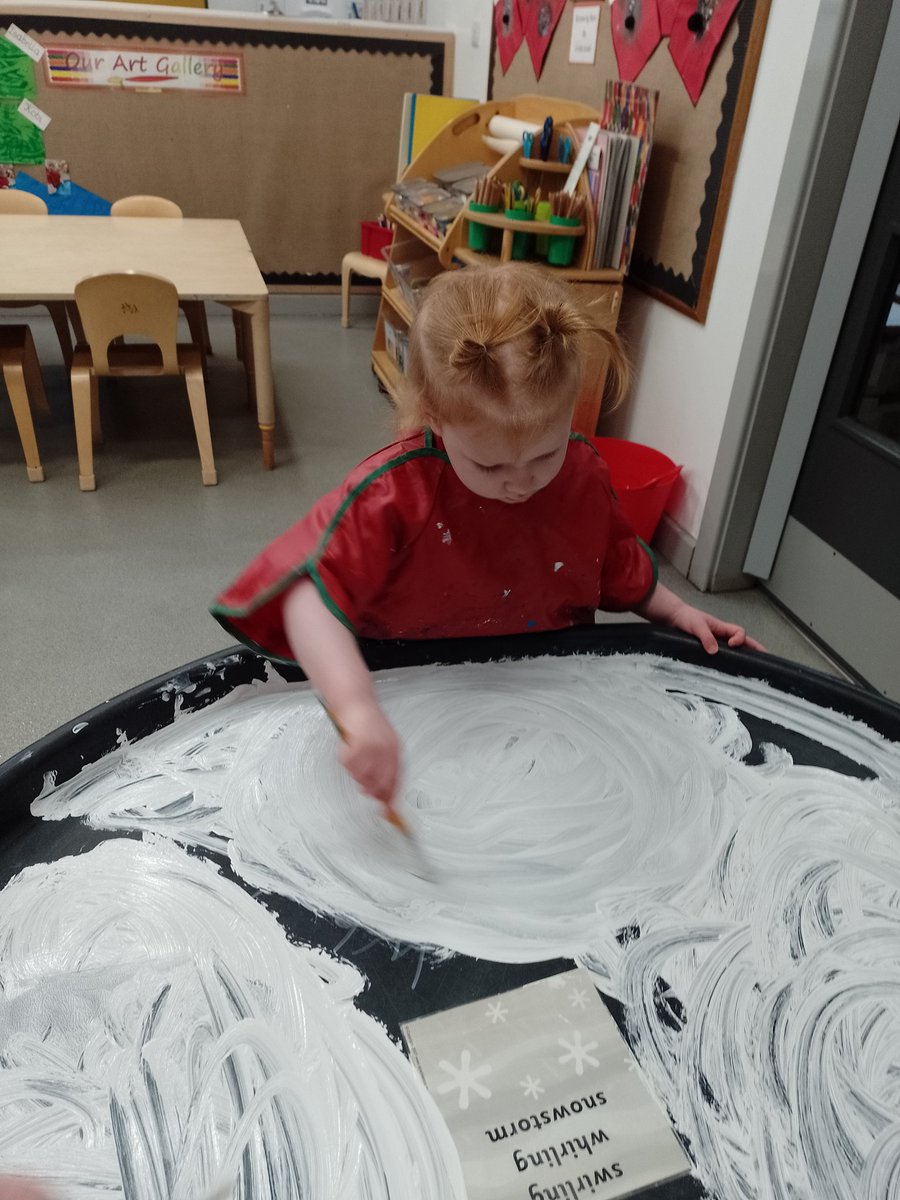 maybury_eyfs's tweet photo. This week we are thinking about the 'Swirling Whirling' snowstorm from our @Talk4Writing  story, We're going on a bear hunt by @michaelrosenyes We made circular patterns in the paint to represent the moving snow. We took a print of our patterns @HumberEdTrust @Maybury_School https://t.co/5wHF0q8XXm