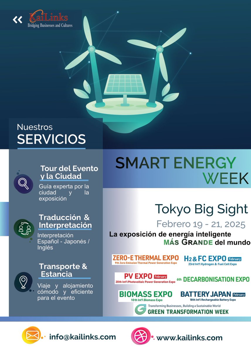 KaiLinksGlobal's tweet photo. Sé parte de la exposición de energía inteligente más grande del mundo, con más de 1,600 expositores y 200 conferencias sobre las últimas innovaciones en energía renovable
#kailinks #kailinksglobal #Japón #tokio #energíarenovanle #panelsolar https://t.co/tbVdKOasM6