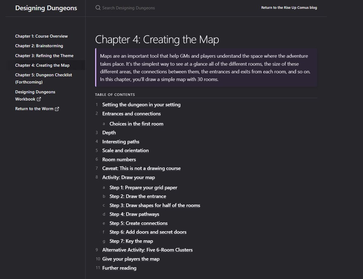 ICYMI: Designing Dungeons is a free, step-by-step, in-depth tutorial on designing a dungeon from scratch. Follow along with me every week as we build a 30 room dungeon together.

Chapter 4 is out now!
