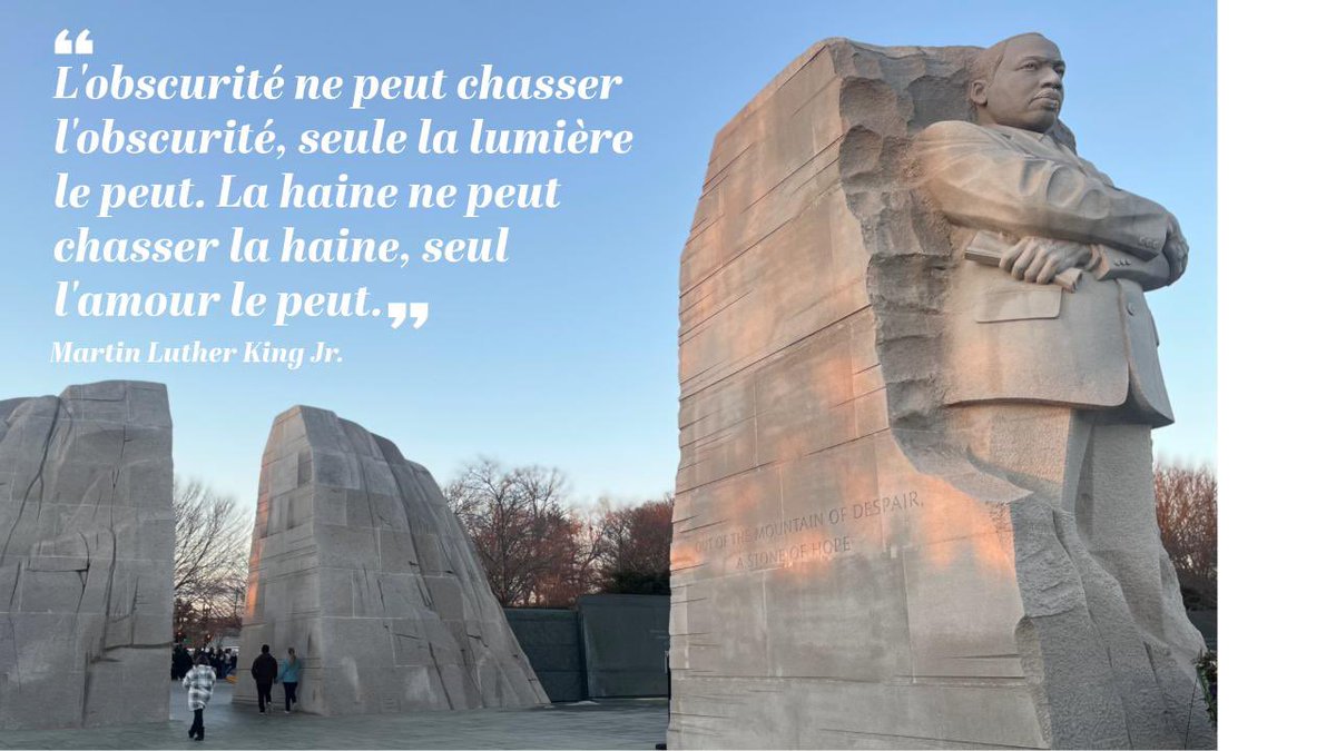 En ce #JourDeMLK, nous nous joignons à nos amis américains pour honorer Dr Martin Luther King Jr. et son héritage durable de justice, d'égalité et de service. Son dévouement aux droits civiques résonne bien au-delà des frontières des États-Unis, dans le monde entier.