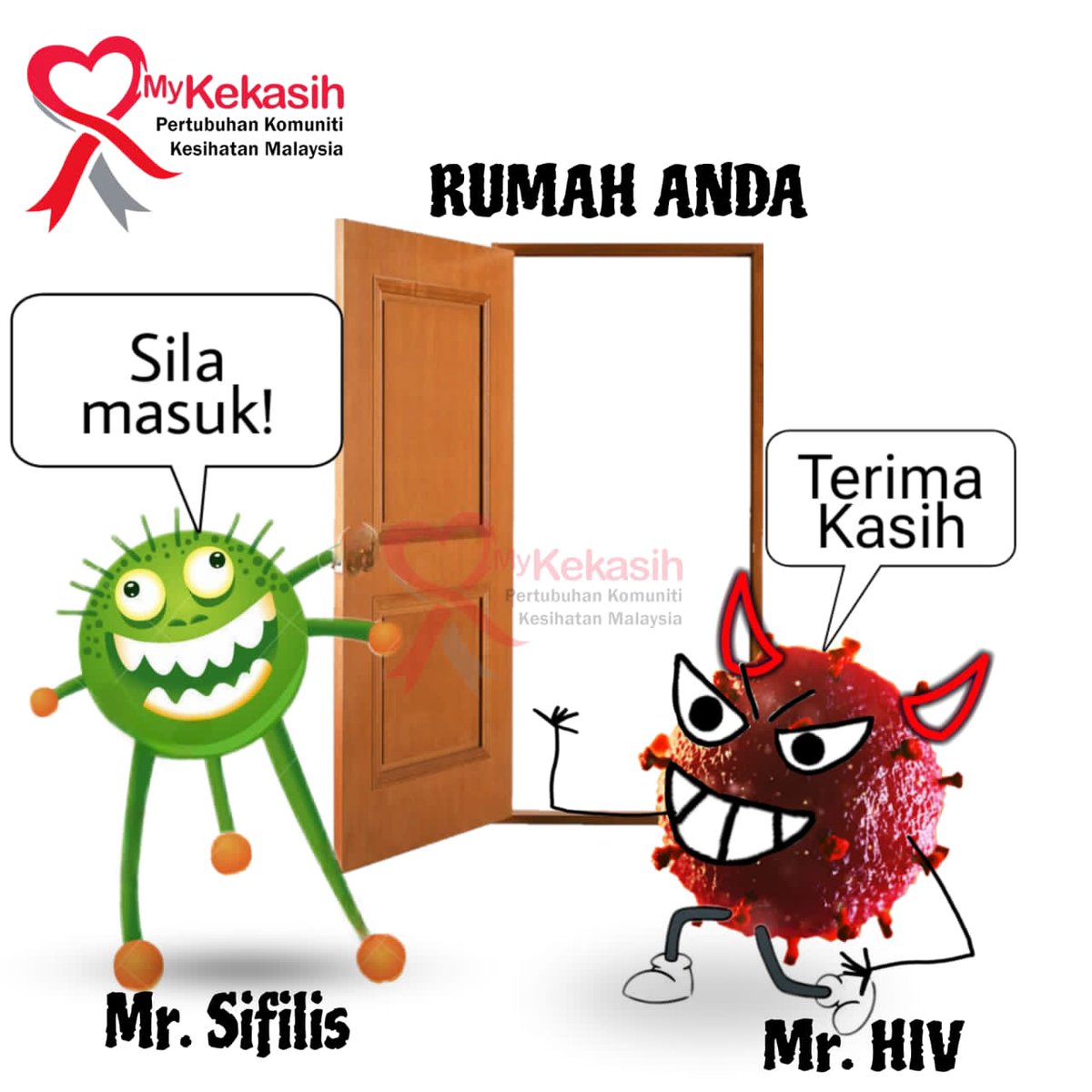 Vix_159's tweet photo. HIV Trivia:

Korang tau tak risiko dijangkiti HIV berganda kalau pernah dijangkiti sebarang penyakit kelamin (STI), contohnya Sifilis. Cepat-cepat ambil PrEP ya.

https://t.co/etow2rpM6T

#endingaids2030
#prepmy
#rethinkprevention https://t.co/pXudqZfWA6