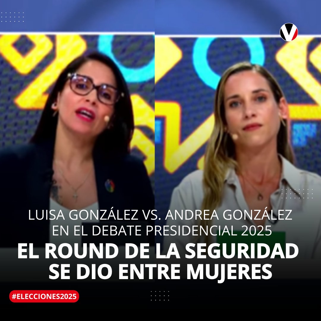 #DebatePresidencial2025 #Ecuador | En el segundo bloque, el tema de seguridad encendió el debate. Andrea González (Sociedad Patriótica) confrontó a Luisa González (Revolución Ciudadana) en un tenso intercambio. Aquí los detalles de sus intervenciones: v.vistazo.com/3Wn6SdO