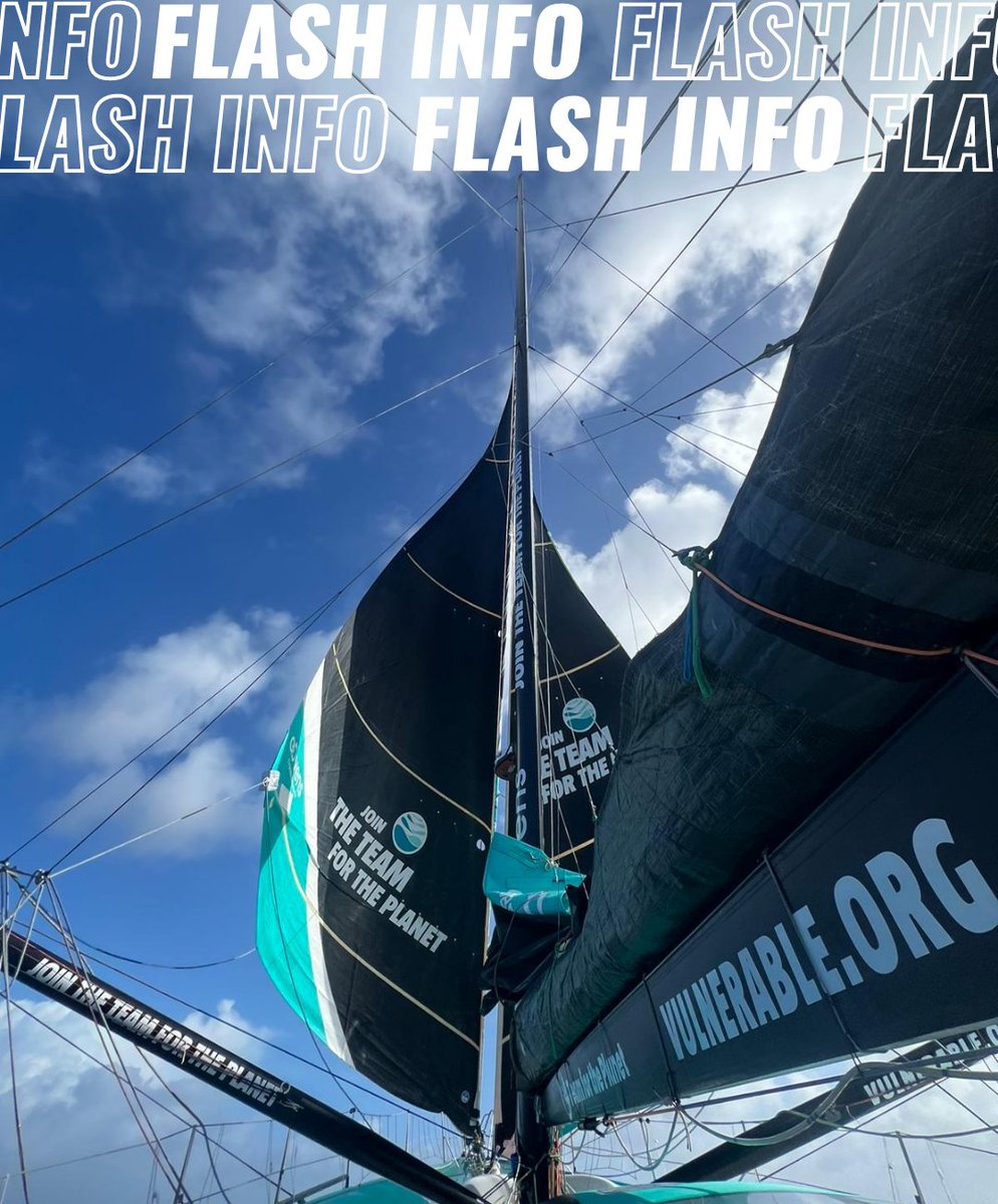 🔴 𝗦𝗮𝗺 𝗚𝗼𝗼𝗱𝗰𝗵𝗶𝗹𝗱 𝗱𝗲́𝗰𝗵𝗶𝗿𝗲 𝘀𝗮 𝗴𝗿𝗮𝗻𝗱-𝘃𝗼𝗶𝗹𝗲

Sam Goodchild, le skipper Britannique du voilier VULNERABLE, a informé peu avant 13 heures la direction de course et son équipe technique de la déchirure de sa grand-voile. Elle a littéralement explosé lors