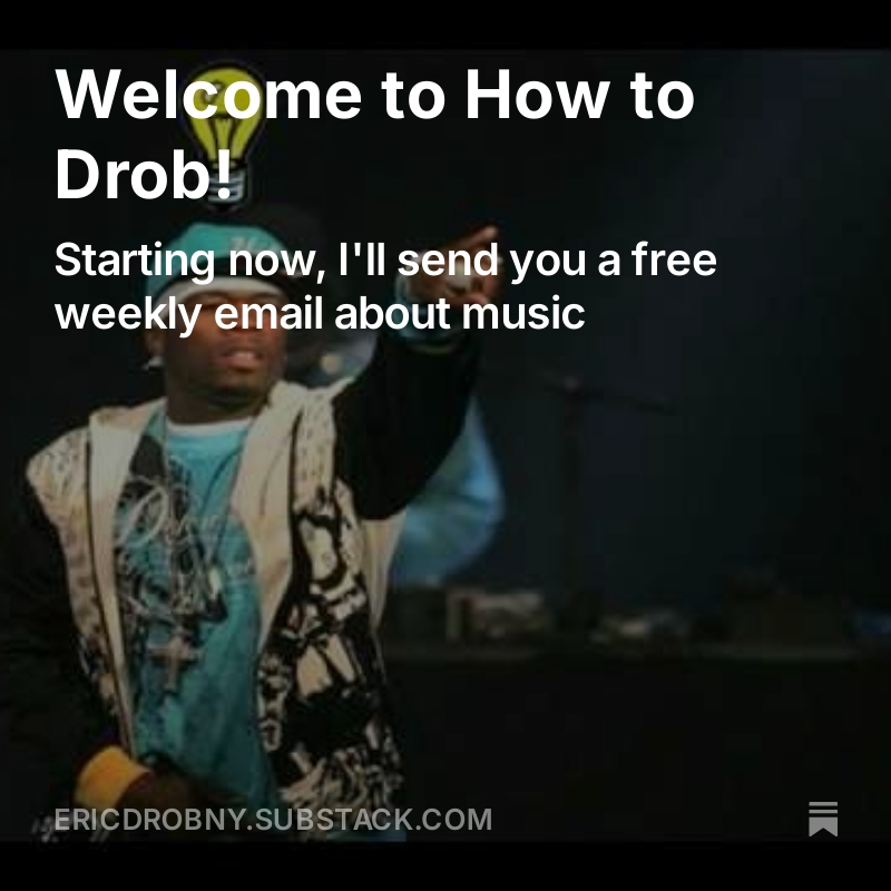 I've started a free weekly Substack about music!

Please subscribe! It’ll be free for now and at some point I’ll give the option to support if you please.

I had a LOT of fun doing this and after the last 2 weeks in LA, we all need a little hit of joy.

ericdrobny.substack.com/p/welcome-to-h…