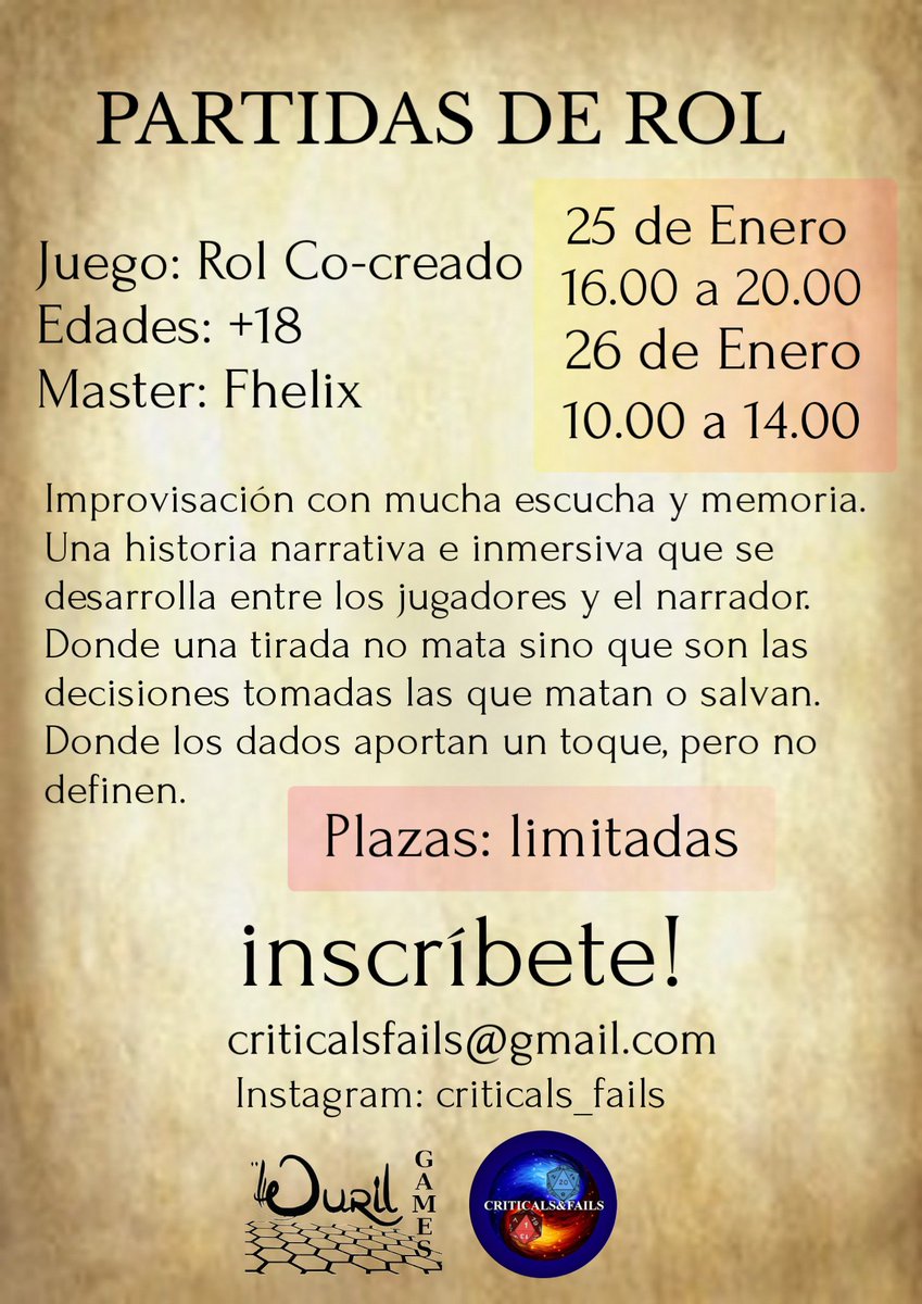 Partidas de rol el Roldays, el fin de semana  del 25 y 26 de Enero,en el Centro cultural de Atios,en Porriño. Si te apetece venir a jugar, os dejamos las partidas que tiene plazas libres y como inscribiros!
Atención: la partida de Alien solo tiene una plaza libre!