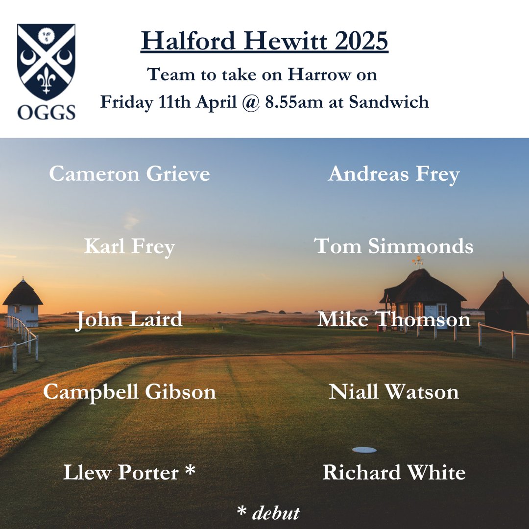 Old Glenalmond Golf (@oggsgolf) on Twitter photo ⛳️ The 2025 Halford Hewitt draw was held in London on 15th Jan 25.
Glenalmond will play Harrow, on Friday 11th April at 08:55 at <a href="/RoyalStGeorges/">Royal St. George's Golf Club</a>.
Sandy Gray will attend as reserve/supporter.
#halfordhewitt <a href="/Halford_Hewitt1/">Halford Hewitt</a> ⛳️ The 2025 Halford Hewitt draw was held in London on 15th Jan 25.
Glenalmond will play Harrow, on Friday 11th April at 08:55 at <a href="/RoyalStGeorges/">Royal St. George's Golf Club</a>.
Sandy Gray will attend as reserve/supporter.
#halfordhewitt <a href="/Halford_Hewitt1/">Halford Hewitt</a>