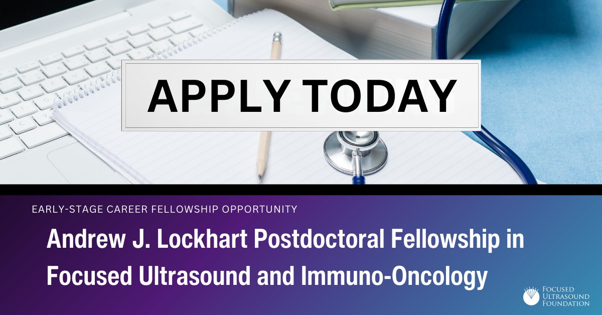 Last Chance: Apply for the Lockhart Postdoctoral Fellowship in Focused Ultrasound and Immuno-Oncology  

The one-year Andrew J. Lockhart Postdoctoral Fellowship pairs an early-career scientist with a leading laboratory to foster focused ultrasound immuno-oncology research. The