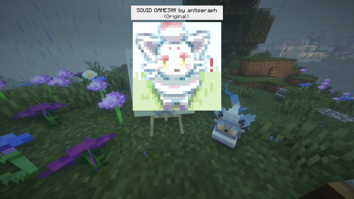 yuureii_'s tweet image. drawing in minecraft goes hard