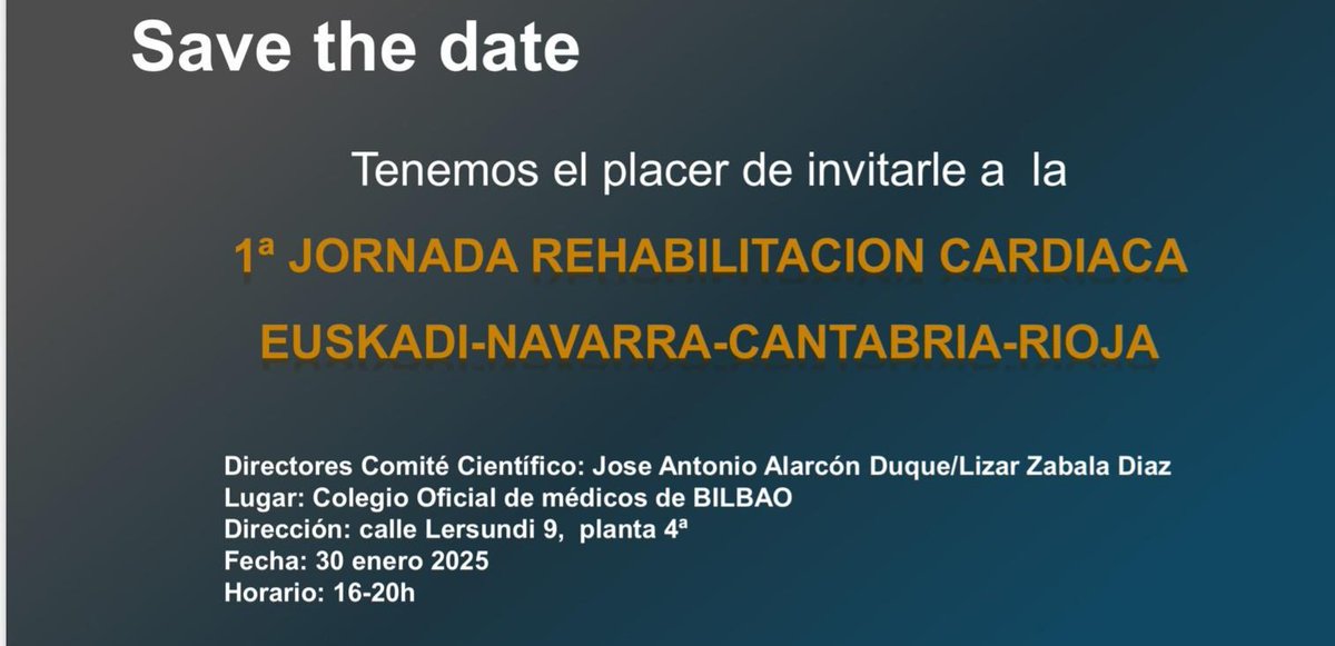 Josean Alarcon (@josalar13) on Twitter photo ▶️Jornada ACTUALIZACION en REHAB. CARDIACA Euskadi-Navarra-Cantabria-La Rioja‼️
Compartiendo conocimiento
<a href="/preventiva_SEC/">Cardiología Preventiva</a>
<a href="/secardiologia/">Soc Esp Cardiología</a>
<a href="/osakidetzaEJGV/">Osakidetza</a>
<a href="/DonostiakoOsp/">OSI Donostialdea ESI</a>
<a href="/svncardio/">SVNC-EHKE</a>
<a href="/almucastro01/">Almudena Castro Conde</a>
<a href="/PatriciaPalau1/">Patrícia Palau</a>
<a href="/MAROSFO/">Rosa Fernandez</a>
<a href="/R_Campuzano_R/">Raquel Campuzano Rz</a>
<a href="/ferrerforgood/">Ferrer</a> ▶️Jornada ACTUALIZACION en REHAB. CARDIACA Euskadi-Navarra-Cantabria-La Rioja‼️
Compartiendo conocimiento
<a href="/preventiva_SEC/">Cardiología Preventiva</a>
<a href="/secardiologia/">Soc Esp Cardiología</a>
<a href="/osakidetzaEJGV/">Osakidetza</a>
<a href="/DonostiakoOsp/">OSI Donostialdea ESI</a>
<a href="/svncardio/">SVNC-EHKE</a>
<a href="/almucastro01/">Almudena Castro Conde</a>
<a href="/PatriciaPalau1/">Patrícia Palau</a>
<a href="/MAROSFO/">Rosa Fernandez</a>
<a href="/R_Campuzano_R/">Raquel Campuzano Rz</a>
<a href="/ferrerforgood/">Ferrer</a>
