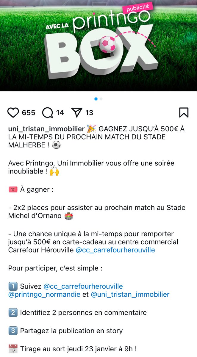 PrintngoBox (@printngobox_off) on Twitter photo Salut la team !
Une fois n’est pas coutume, cette semaine pour participer à la Printngobox ça se passe sur les comptes Facebook et Instagram de nos copains d’Uni Immobilier. 
Bonne chance à vous !! Salut la team !
Une fois n’est pas coutume, cette semaine pour participer à la Printngobox ça se passe sur les comptes Facebook et Instagram de nos copains d’Uni Immobilier. 
Bonne chance à vous !!