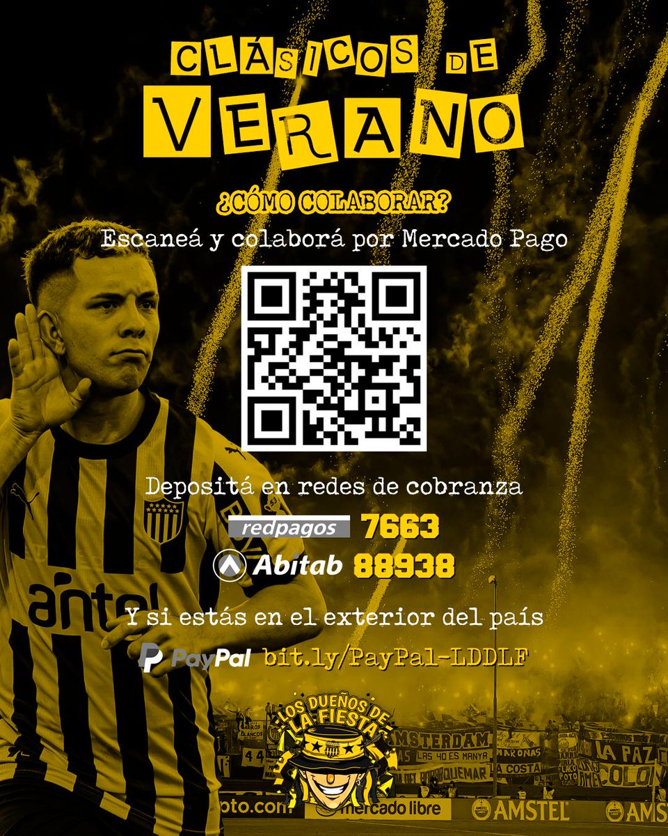 HOY JUEGA PEÑAROL 

🏟 Centenario 
⏰ 21hs

Entradas AGOTADAS

Colabora con <a href="/lpdp7663oficial/">Los Pibes Del Palacio</a> 

𝐑𝐞𝐝𝐏𝐚𝐠𝐨𝐬: Colectivo 7663.  
𝐀𝐛𝐢𝐭𝐚𝐛: Colectivo 88938.
𝐏𝐚𝐲𝐏𝐚𝐥: Los Dueños de la Fiesta. 
𝐌𝐞𝐫𝐜𝐚𝐝𝐨𝐏𝐚𝐠𝐨: