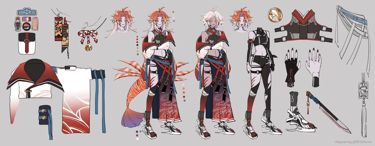 RioFukai's tweet photo. 🍣Reference sheet 参考資料🍣
Here we go a proper ref sheet!🧡
Thank you to my precious friend @9OGGuma my life savior for the incredible designs!!
Also my model mama papa for turning me into a real (cat)fish!!🥺

#Vtuber #RioSushiya #ENVtuber https://t.co/cXIWPEDGI1