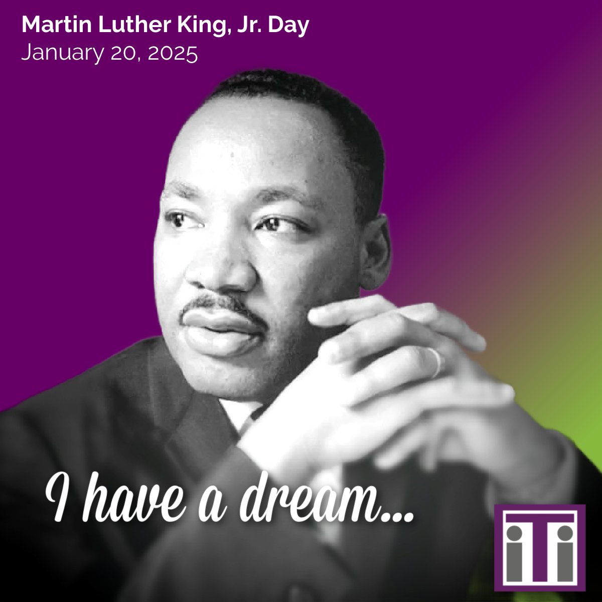 Today, we honor the legacy of Dr. Martin Luther King, Jr., a beacon of hope and equality. His dream of a just and inclusive world continues to inspire us all. Let's strive to make his vision a reality every day. 🕊️

#MLKDay #EqualityForAll  #iTiCelebrates