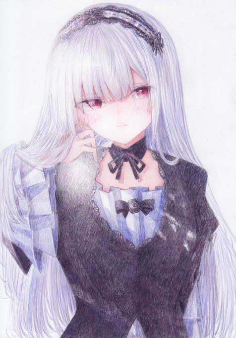 色鉛筆で描きましたローゼンメイデンから水銀燈です#ローゼンメイデン 
