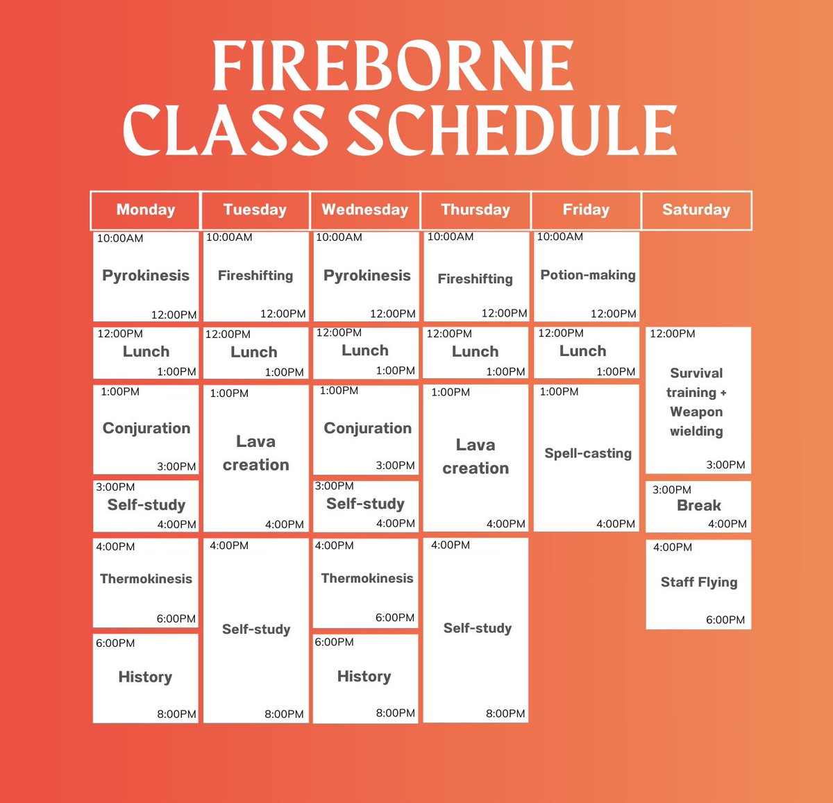 EAHEADMASTER's tweet photo. ⠀
⠀
YOUR CLASS SCHEDULES ARE FINALLY HERE, MAGICBORNES!

Take note: You are NOT required to be active during these timeframes. These schedules are for merely ic immersion and basis for plots.H     
⠀
⠀ https://t.co/dxw7JFwsmA