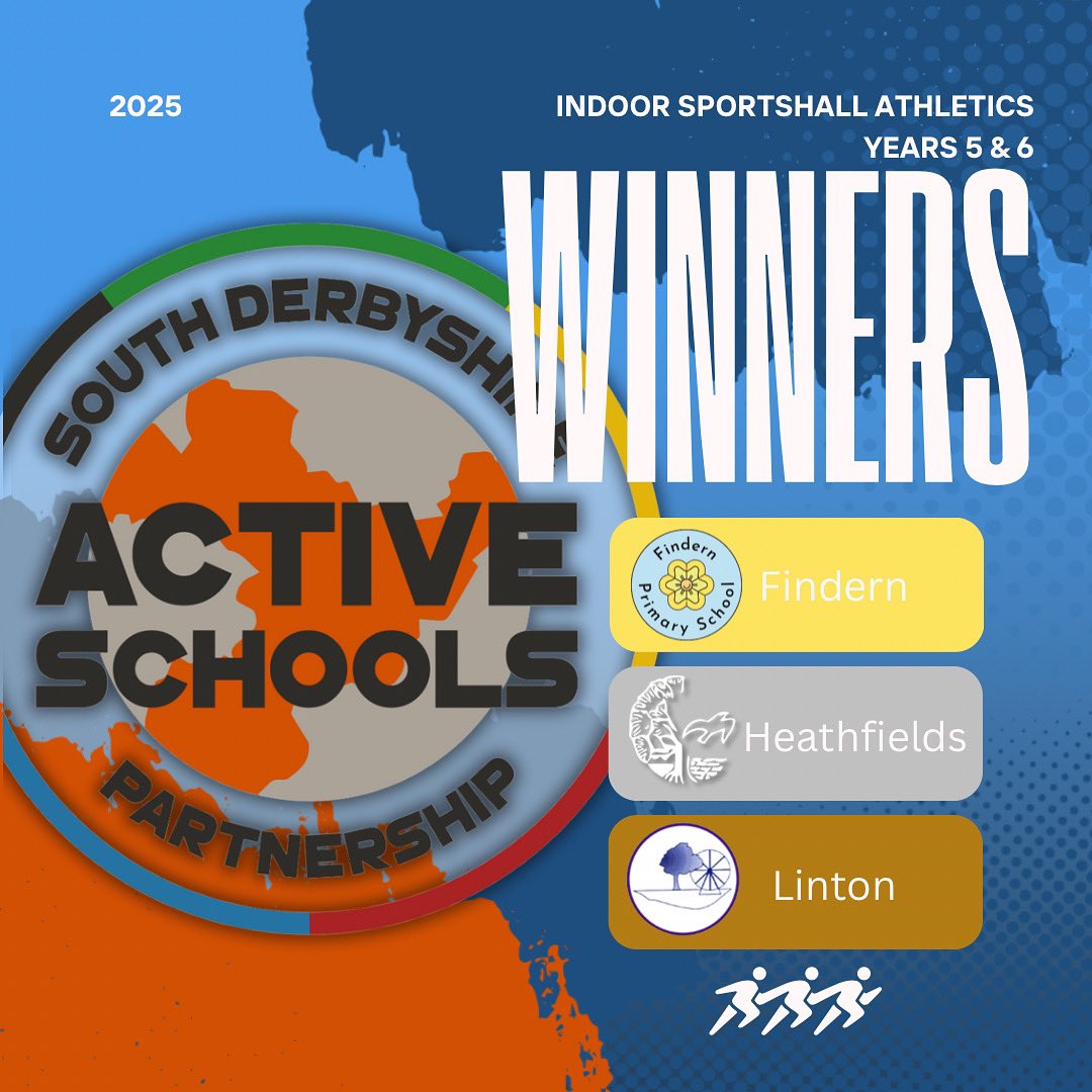 And to finish off, our year 5 and 6’s indoor athletics results are 🎉

🥇Findern Primary School
🥈<a href="/HFPS_Hatton/">Heath Fields Primary</a> 
🥉<a href="/LintonPrimary/">Linton Primary</a> 

Also a massive well done to Eureka Primary for winning our small schools competition 🎉🏅